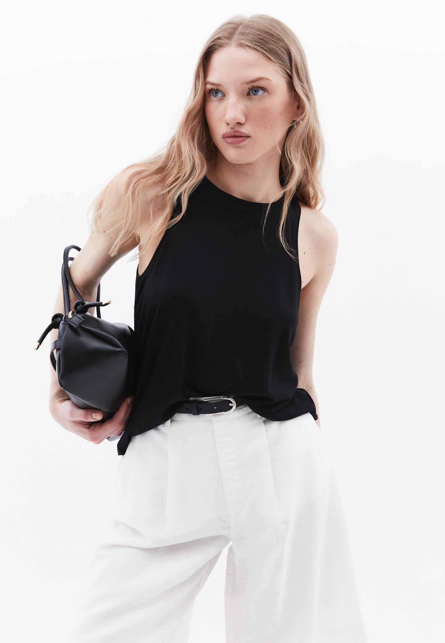 Loose Halter Neck Tank Top - BLACK