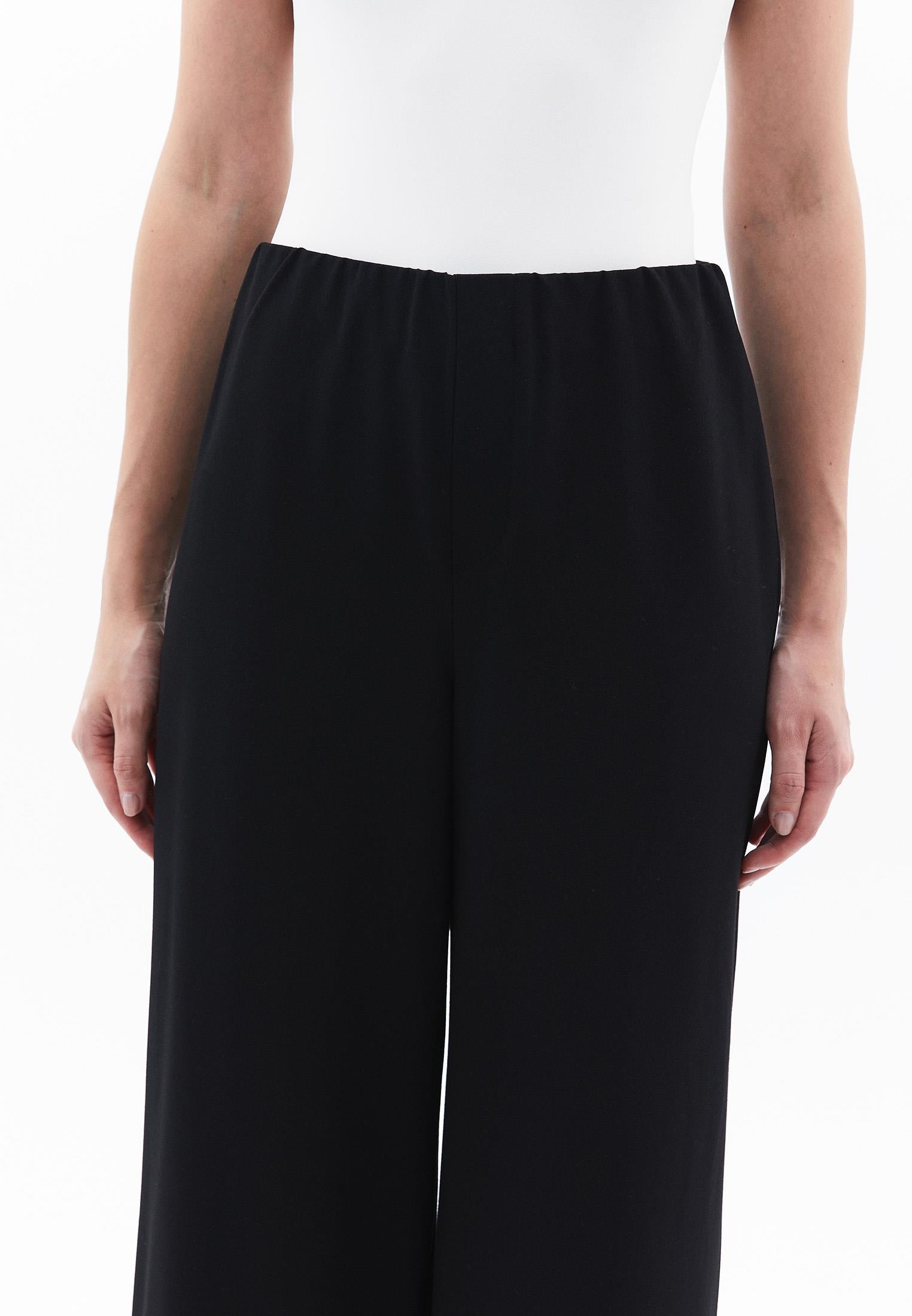 Ultra High Waist Wide Leg Long Pants - BLACK
