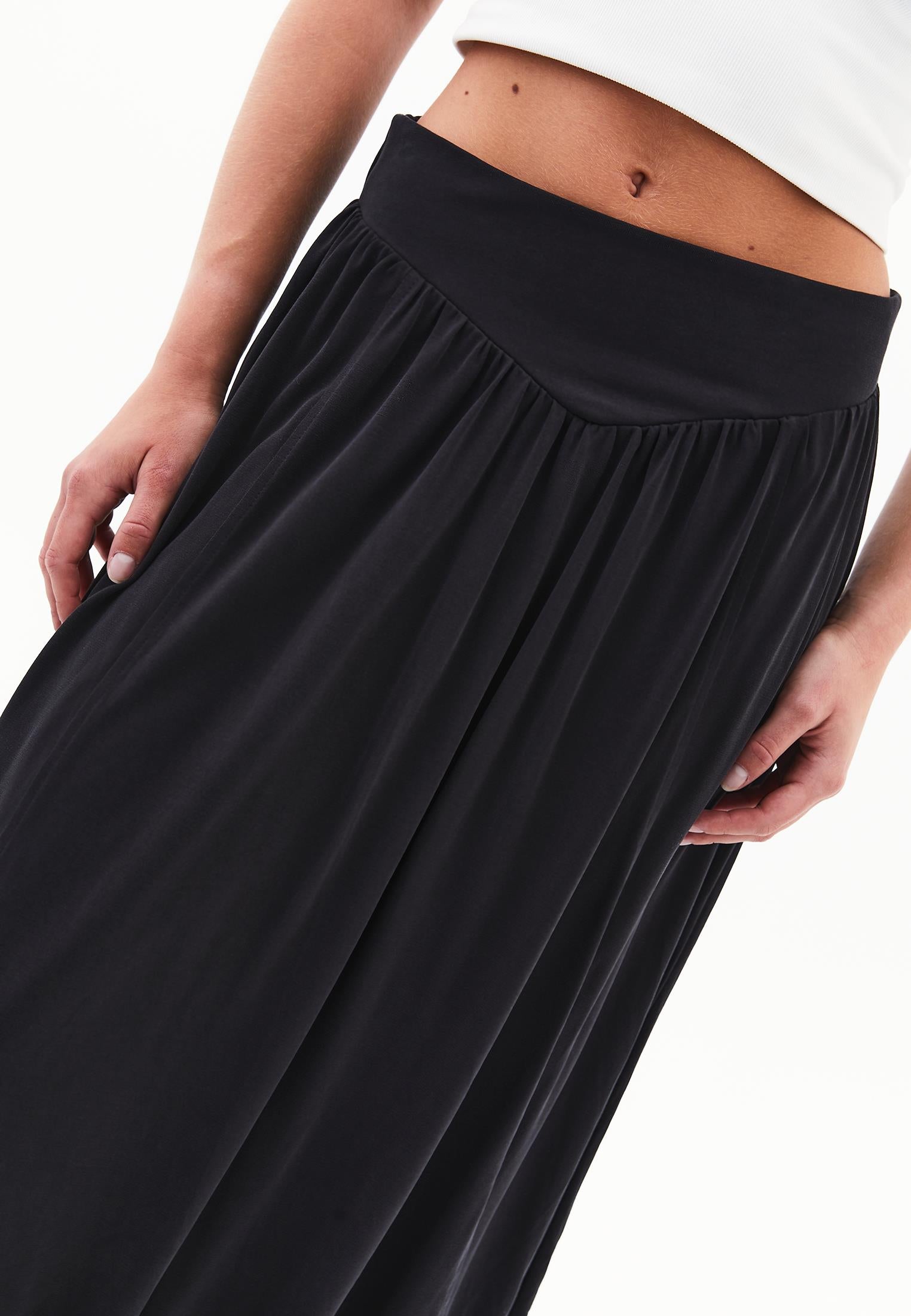 Balloon Form Midi Skirt - BLACK