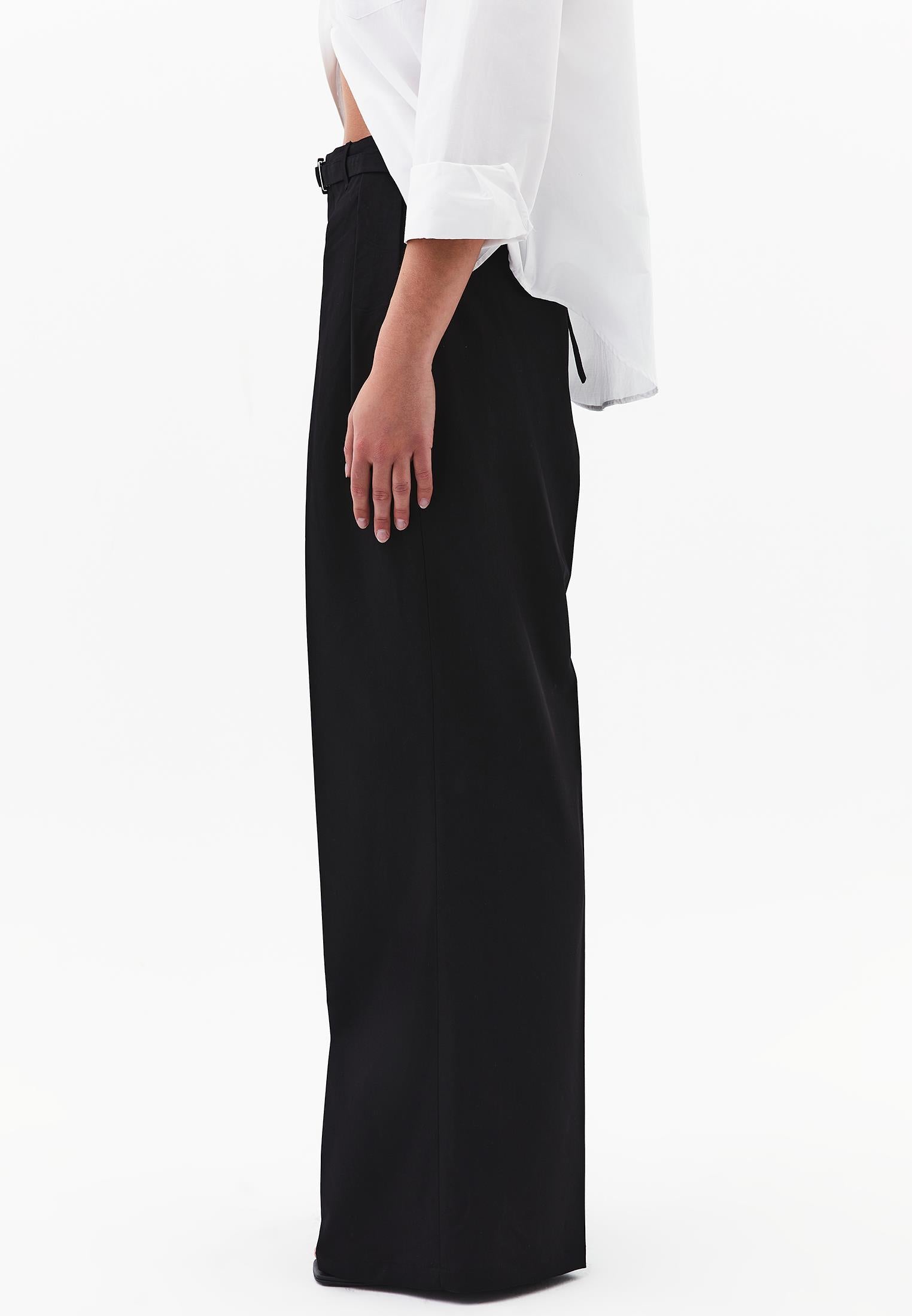 High Waist Wide Leg Pants - BLACK