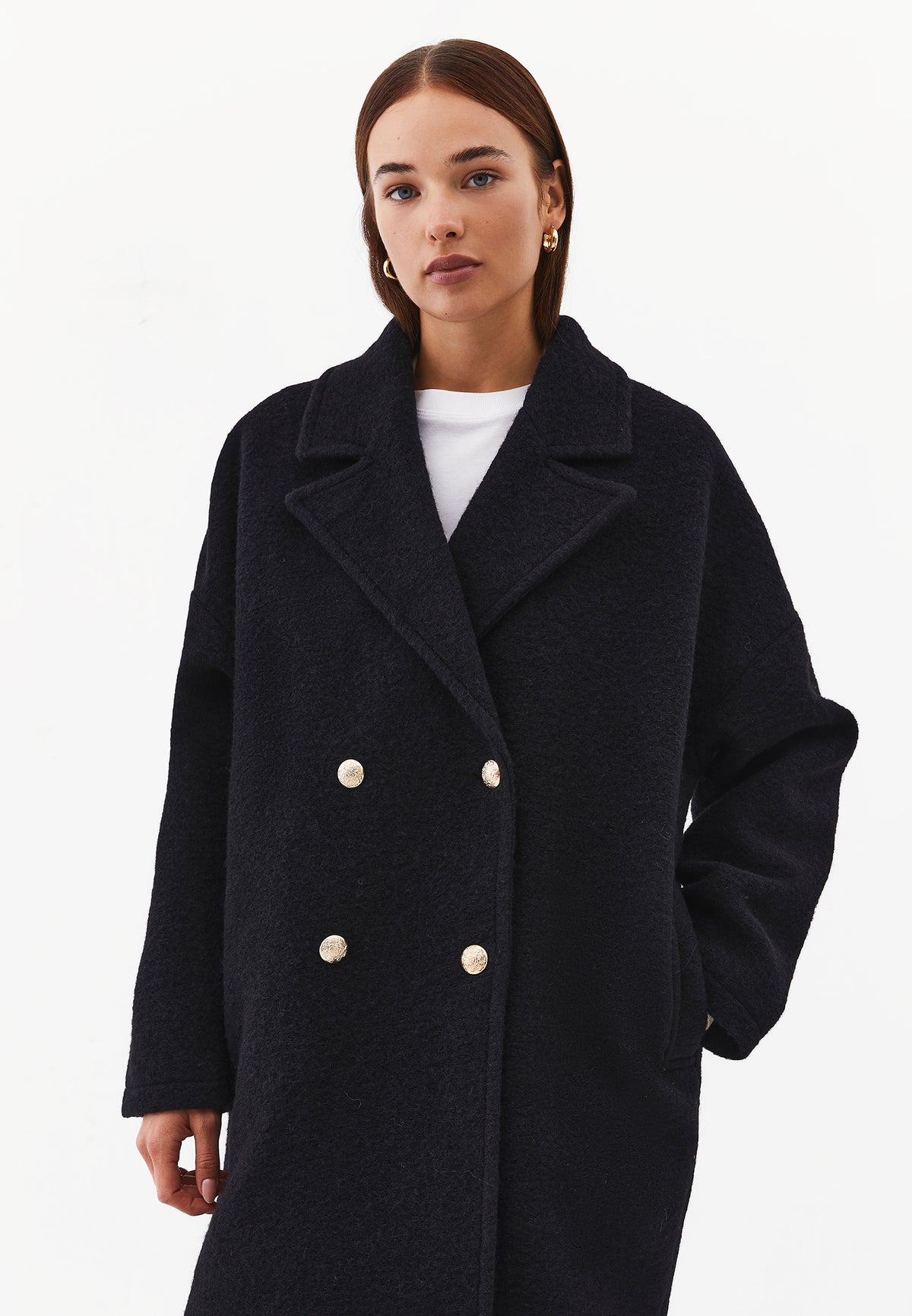 Wrap Long Coat - BLACK