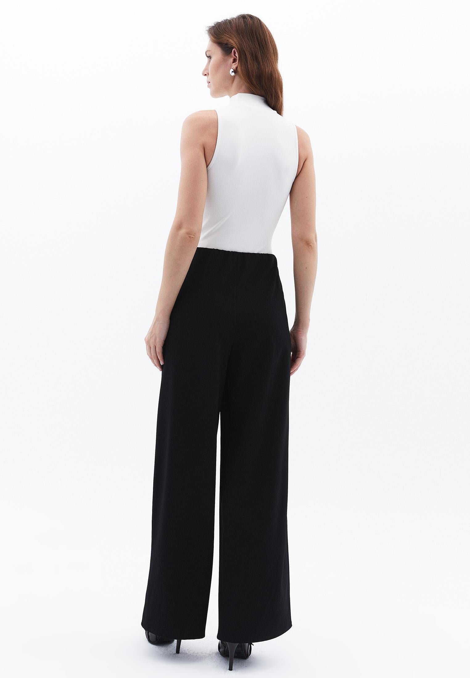 Ultra High Waist Wide Leg Long Pants - BLACK