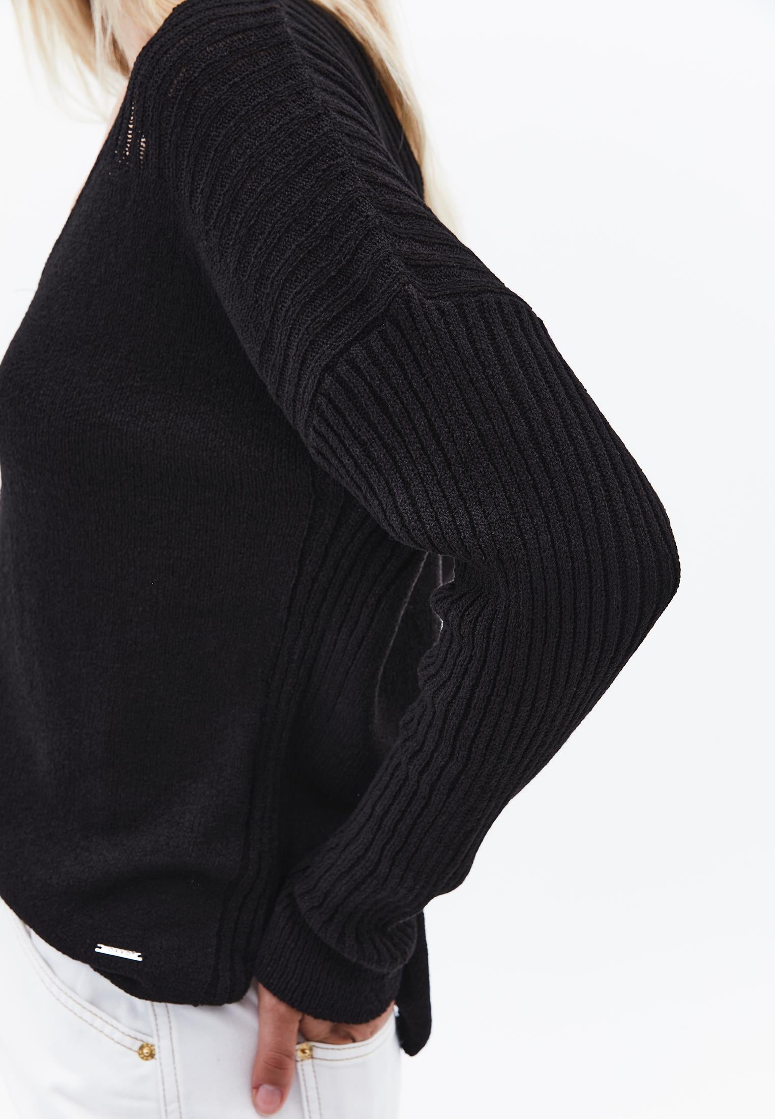 V Neck Standard Sweater - BLACK