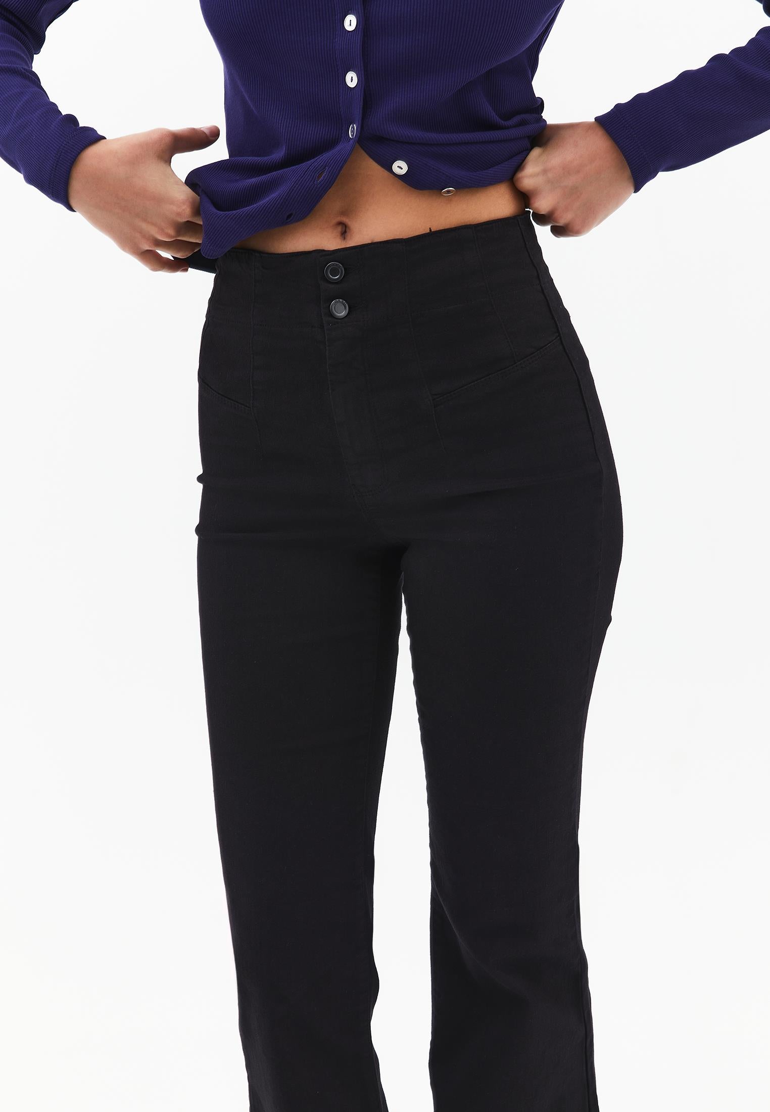 Standard Length Ultra High Waist Flared Pants - BLACK