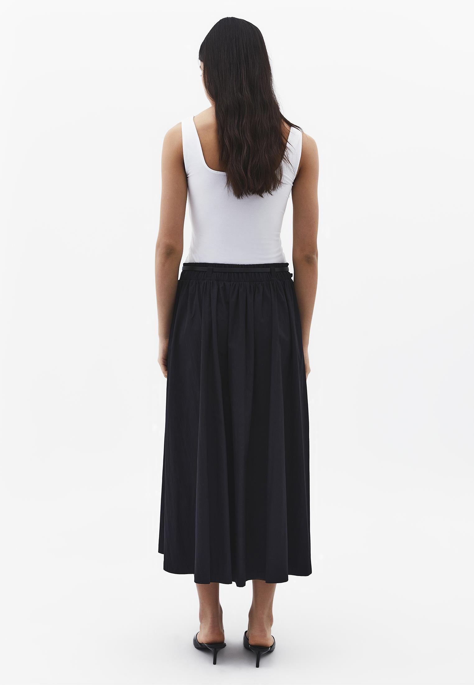 A-Line Long Skirt - BLACK