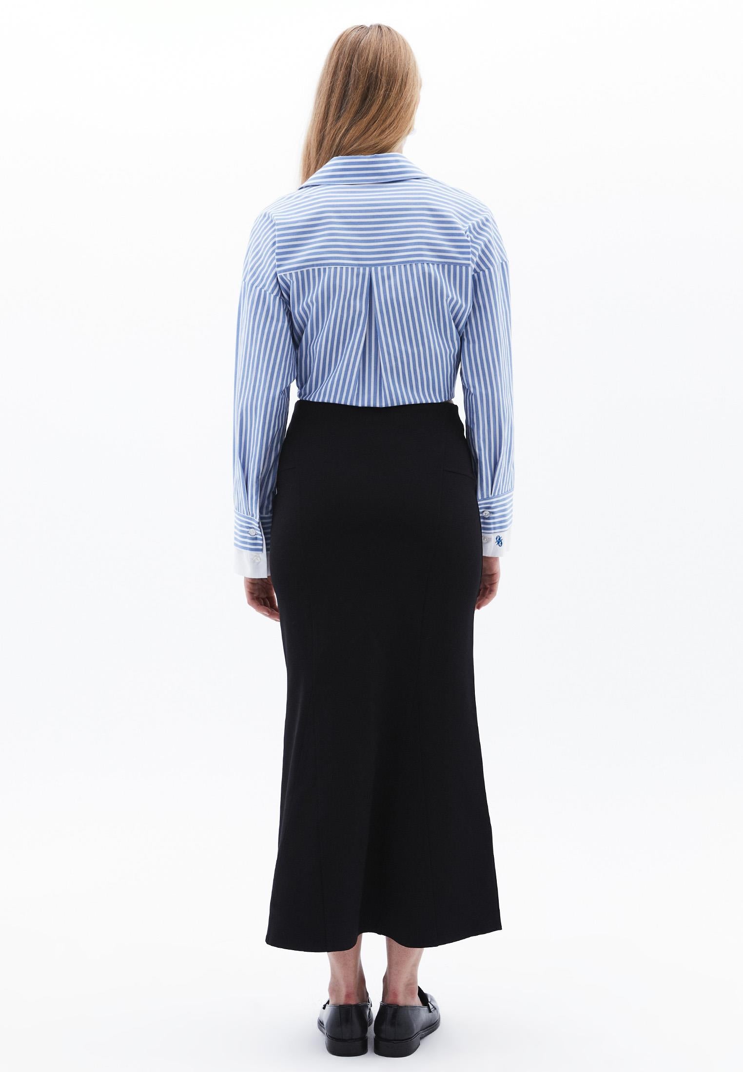Long Skirt With Ruffle Detail - BLACK