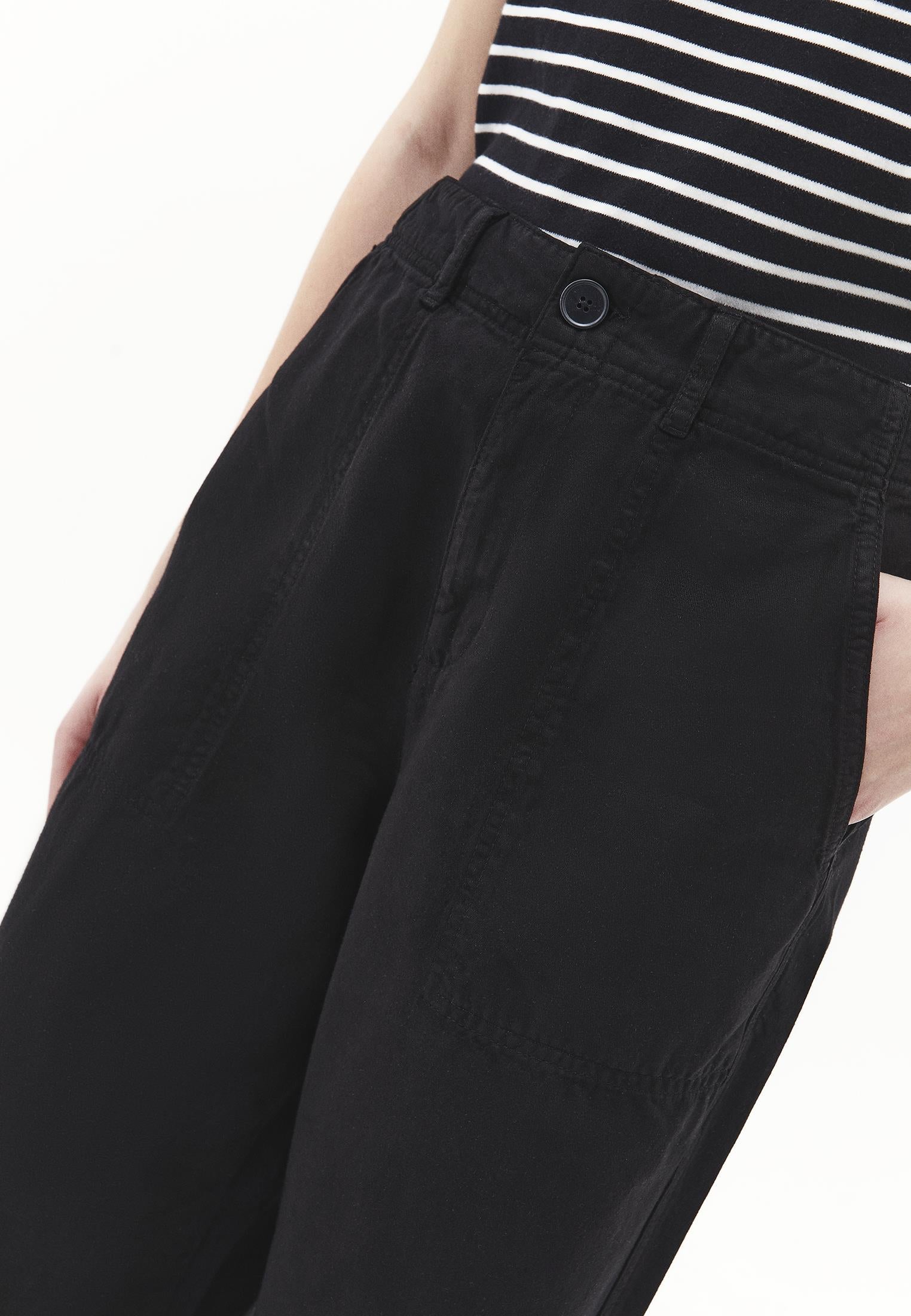 Wide Leg High Waist Pants - BLACK