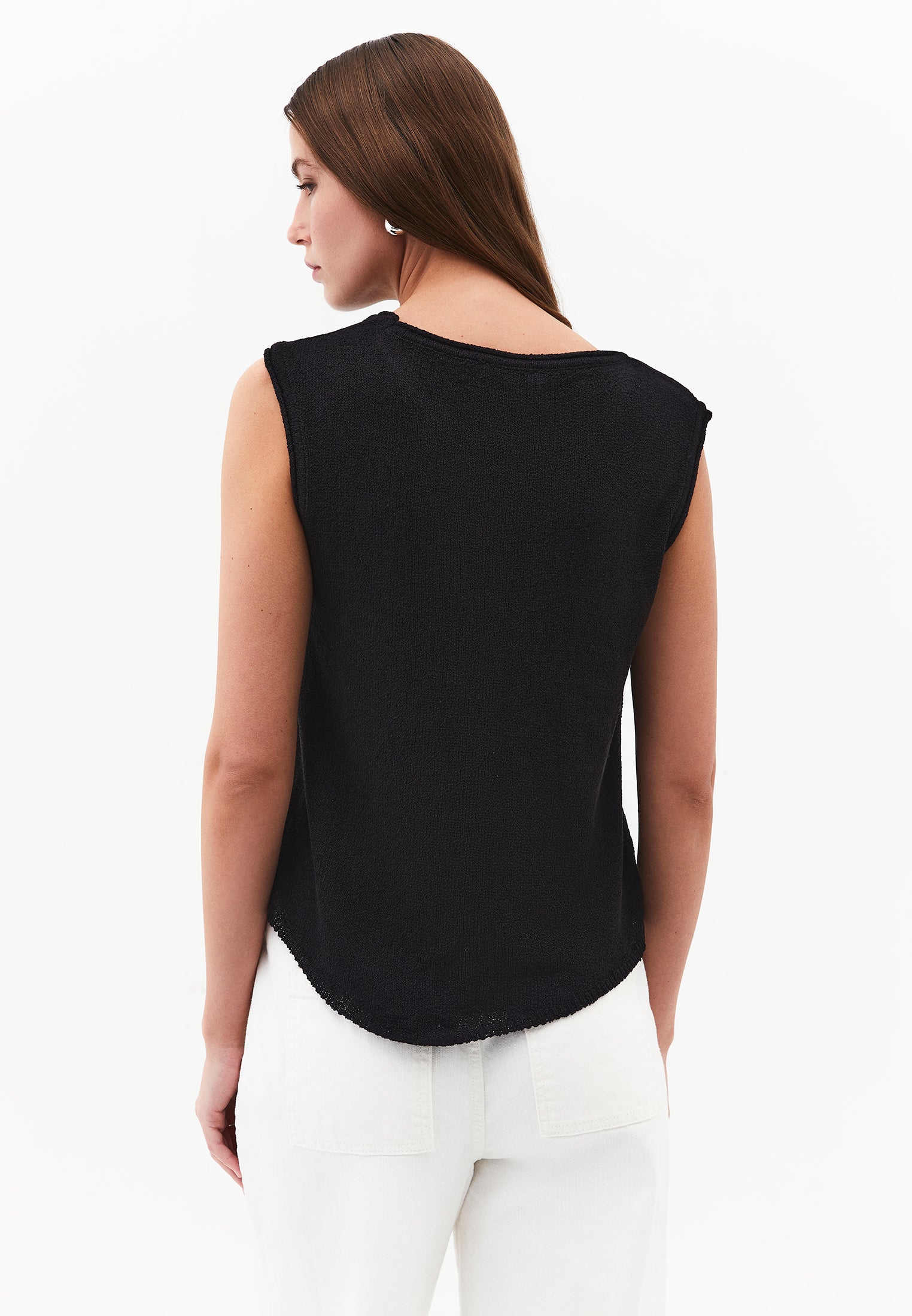 Asymmetric Tunic Knit Tank - BLACK
