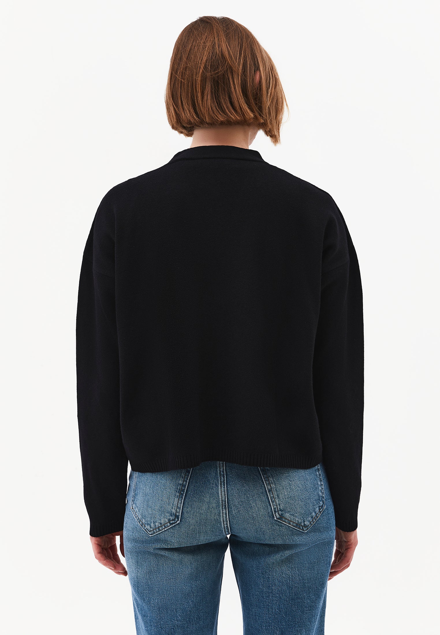 V-Neck Long Sleeve Cardigan - BLACK