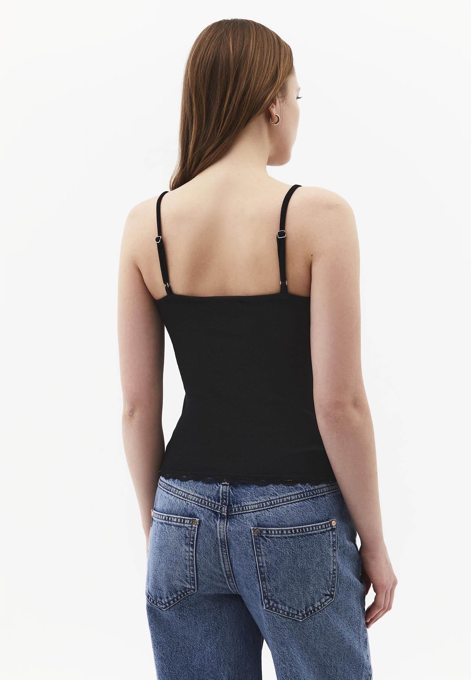V Neck Women Tank Top - BLACK