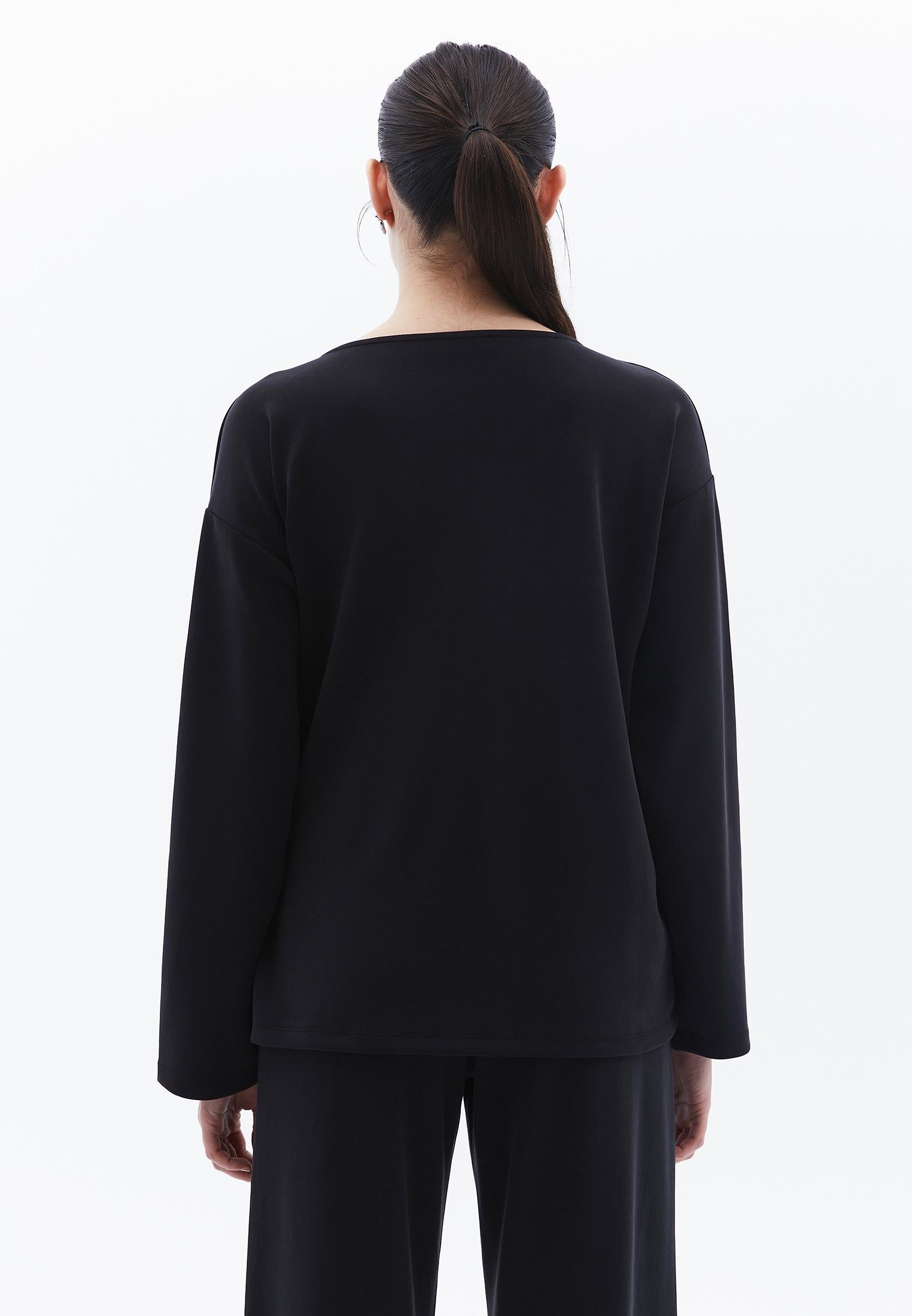 Long Cardigan With Wrap Neckline - BLACK