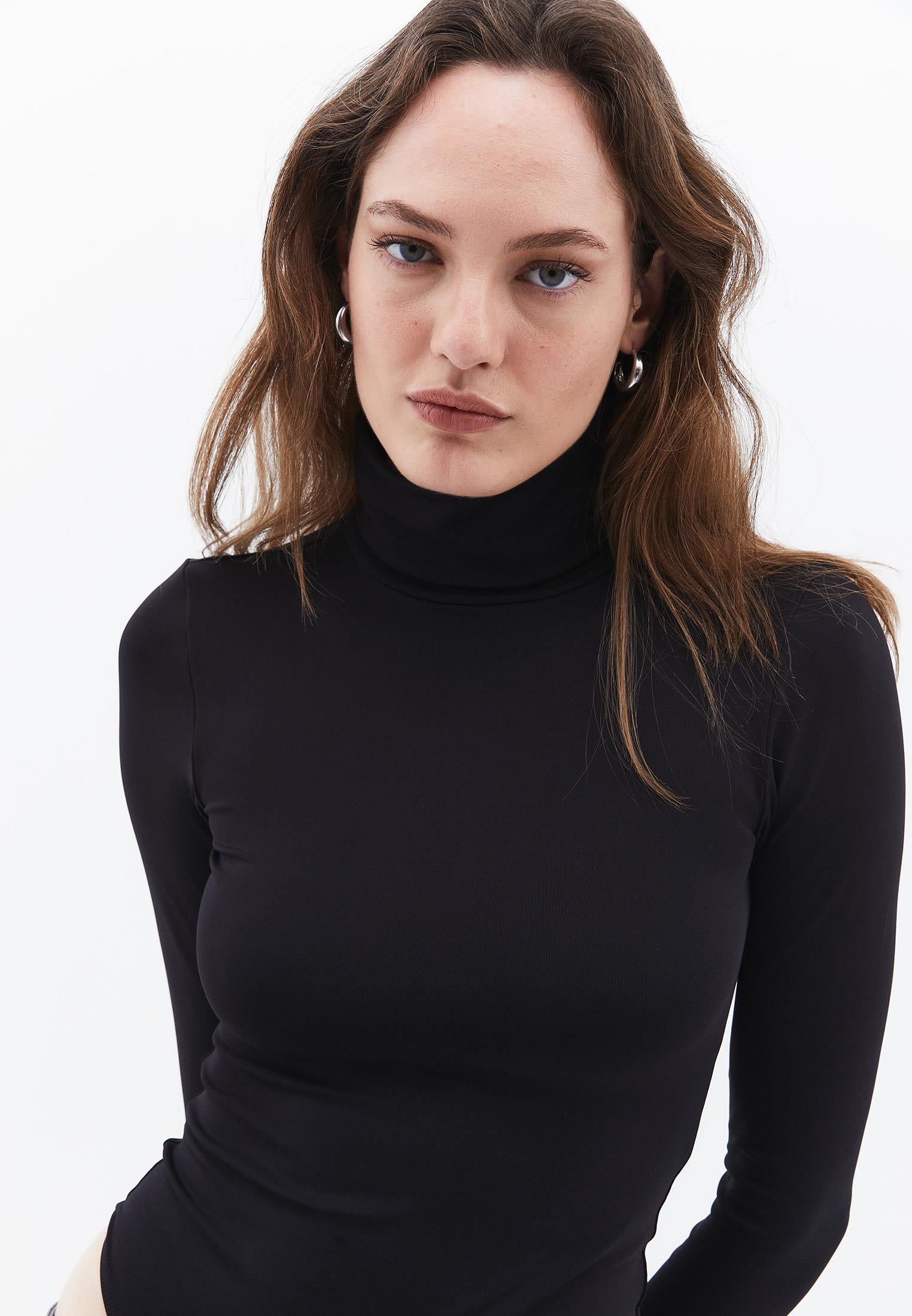 Turtleneck Long Sleeve Bodysuit - BLACK