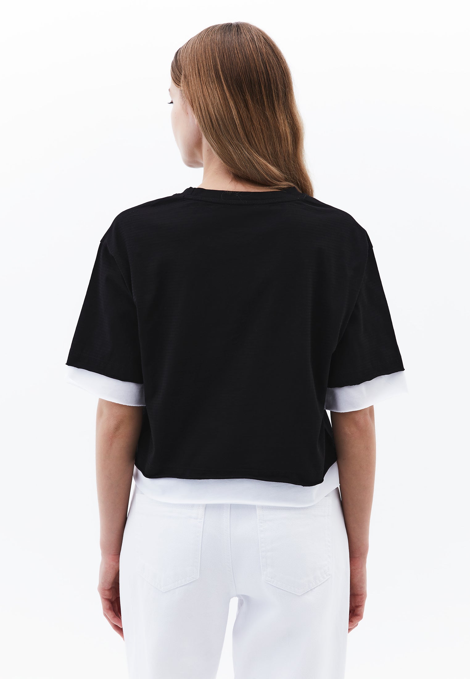 Cropped Crew Neck T-Shirt - BLACK