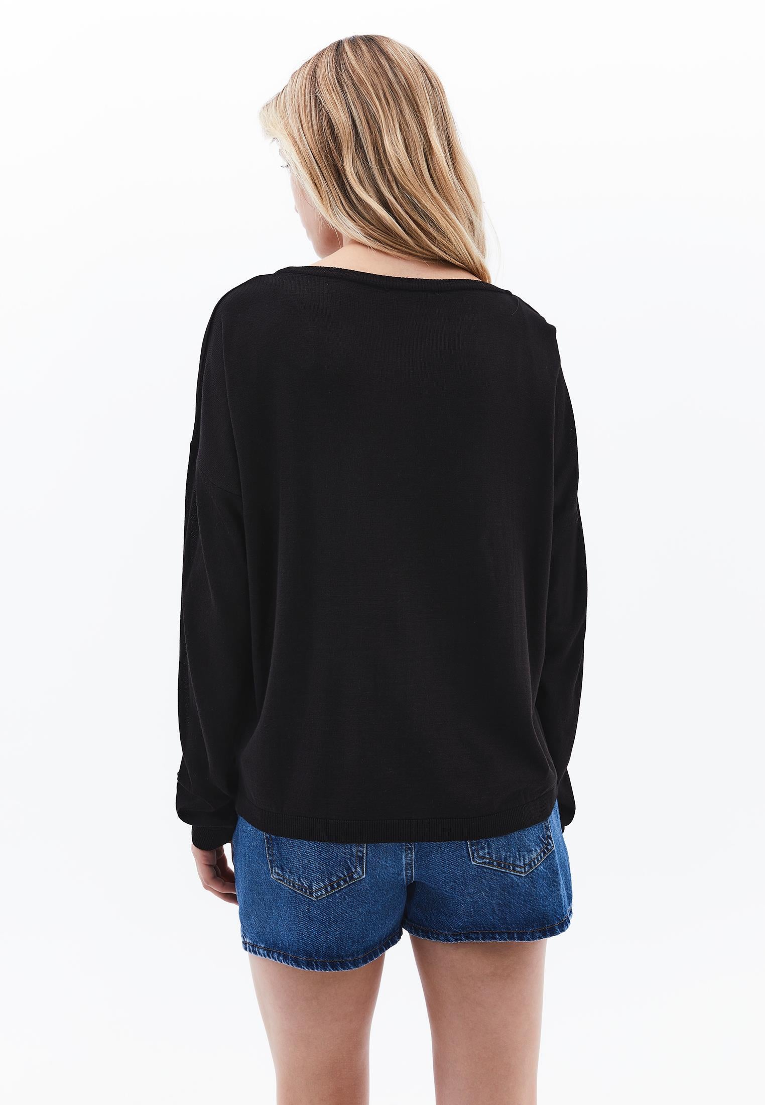 Winter Boat Neck Sweater - BLACK