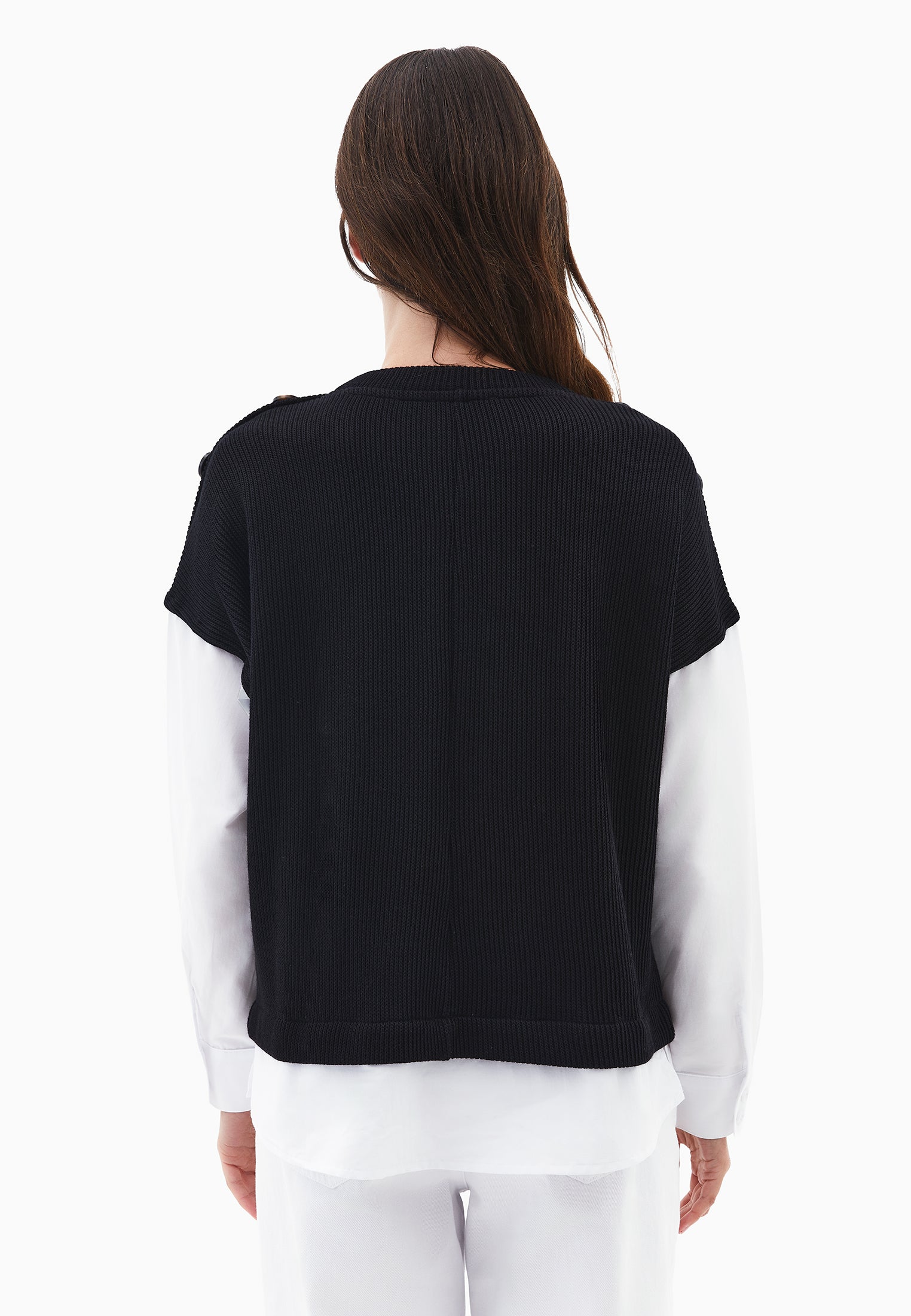Button Detailed Long Sleeve Blouse - BLACK