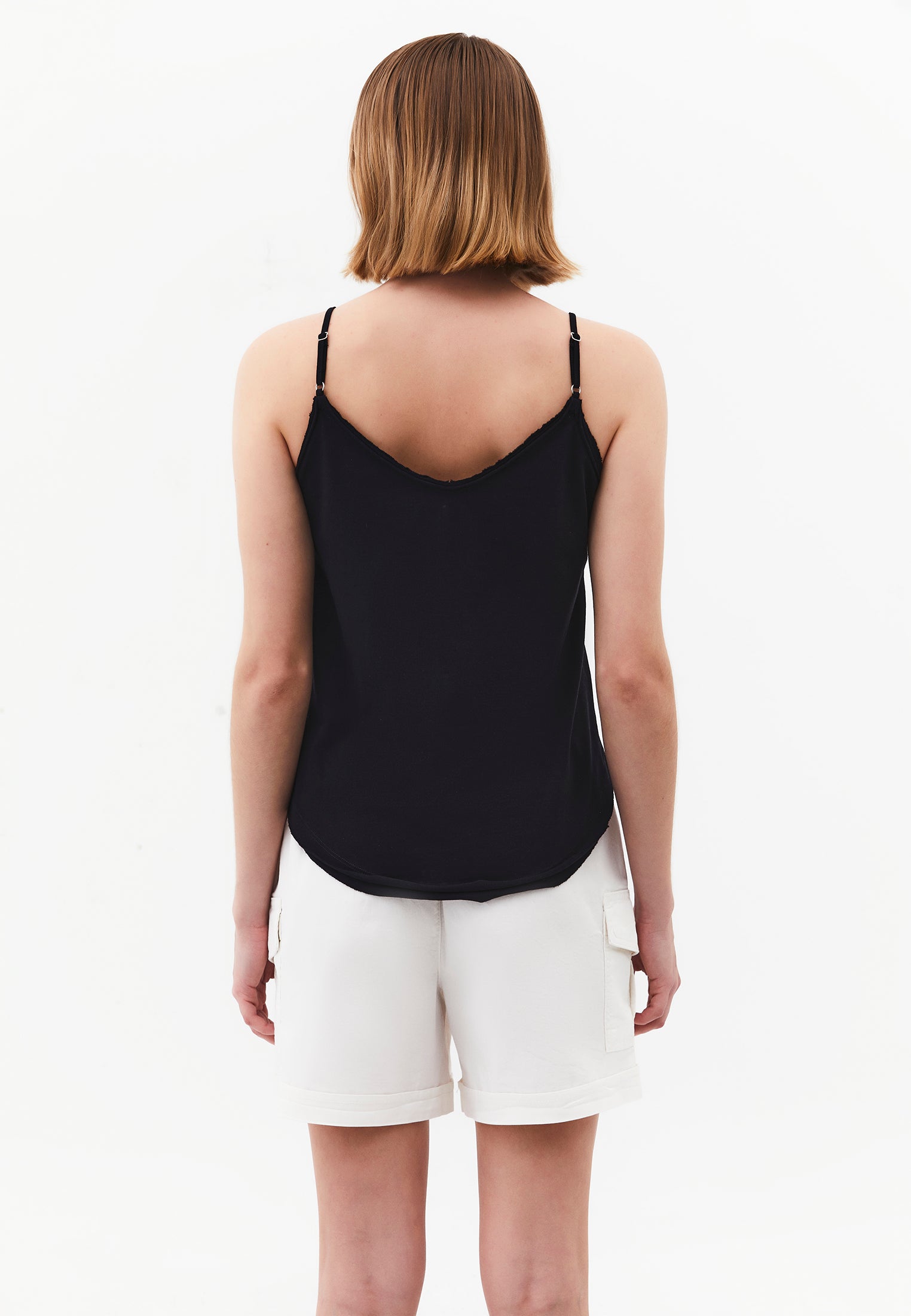 Loose V-Neck Top With Button Details - BLACK