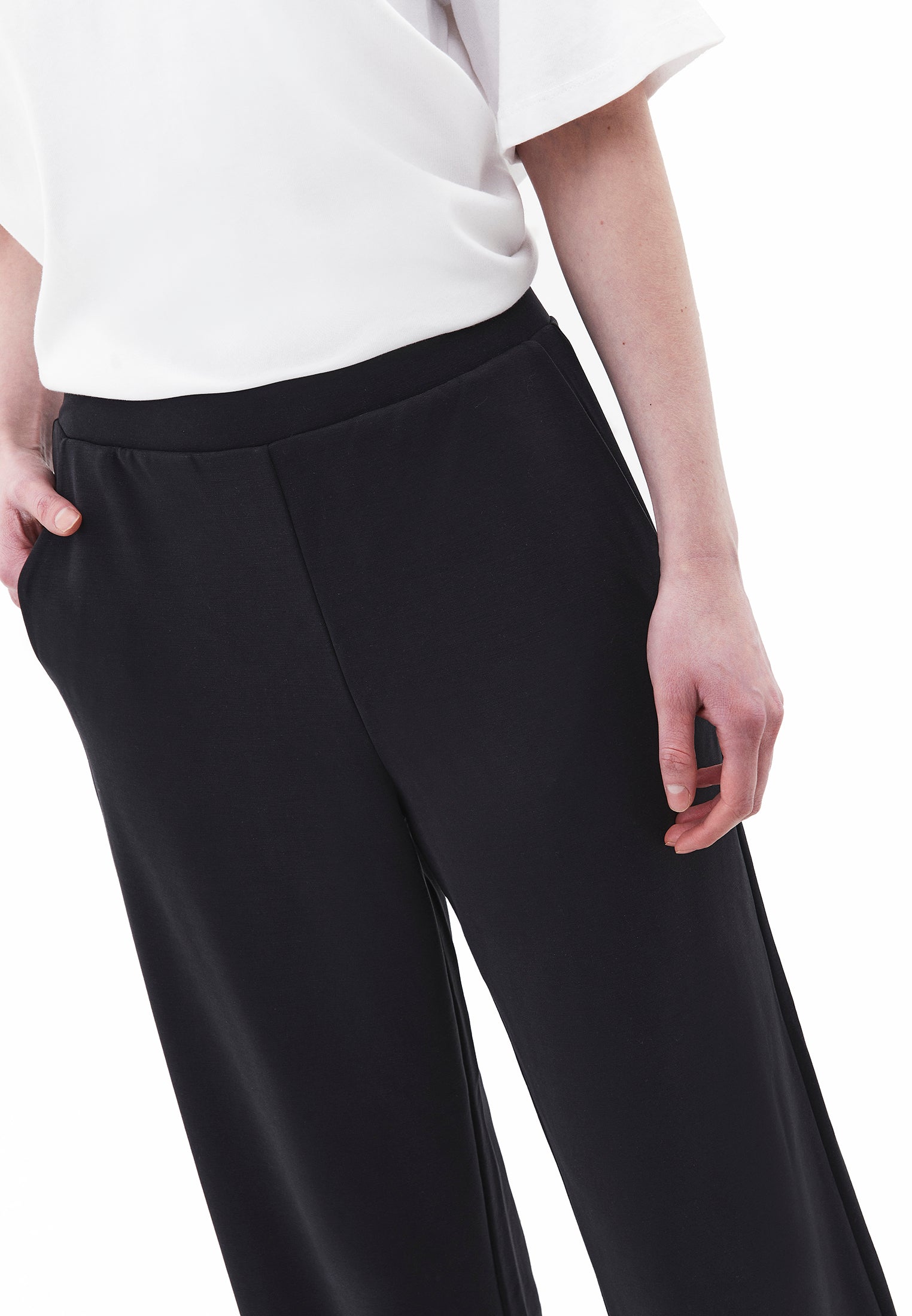 Straight Leg High Waist Sweatpant - BLACK