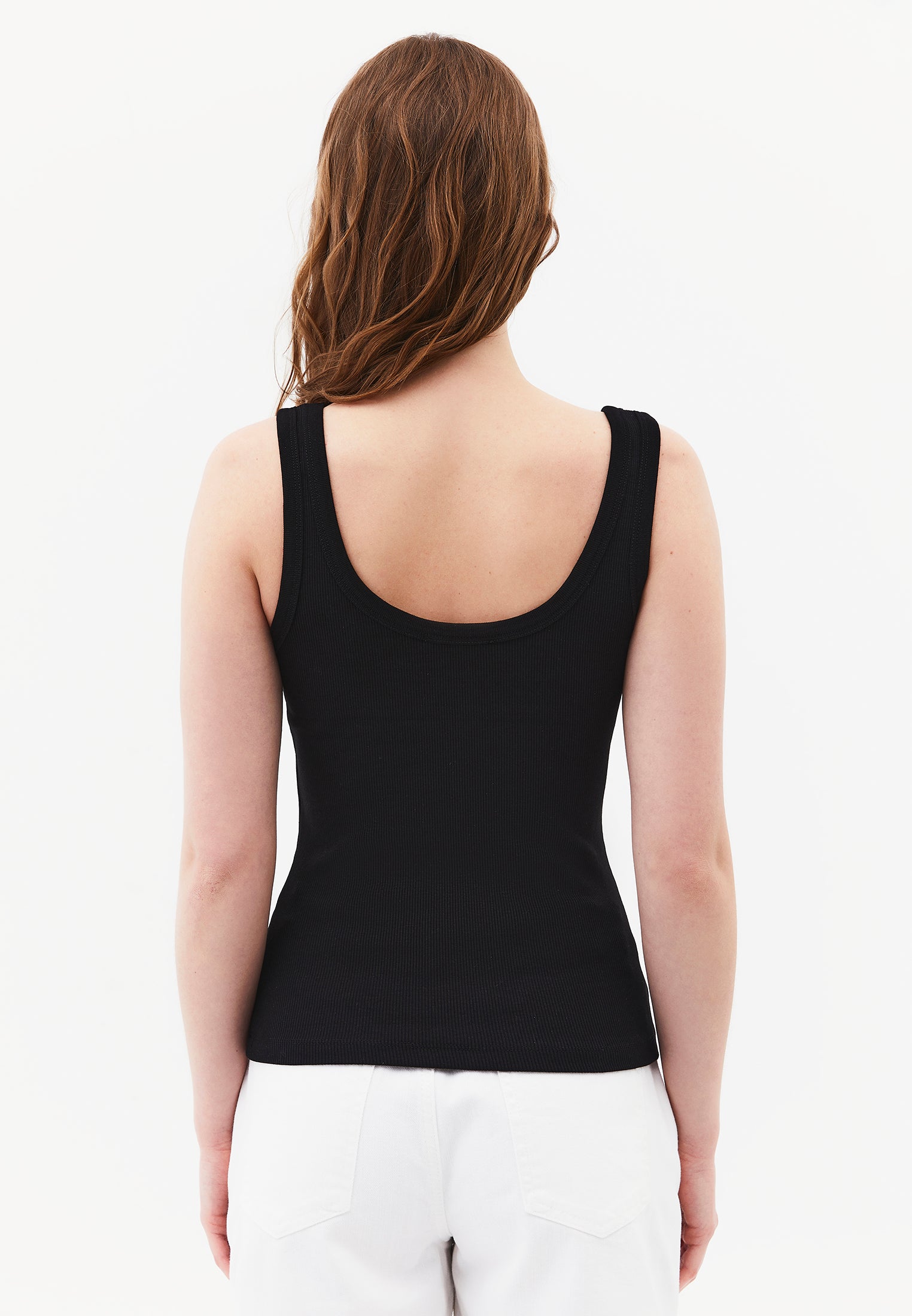 U Neck Bodycon Ribbed Tank Top - BLACK