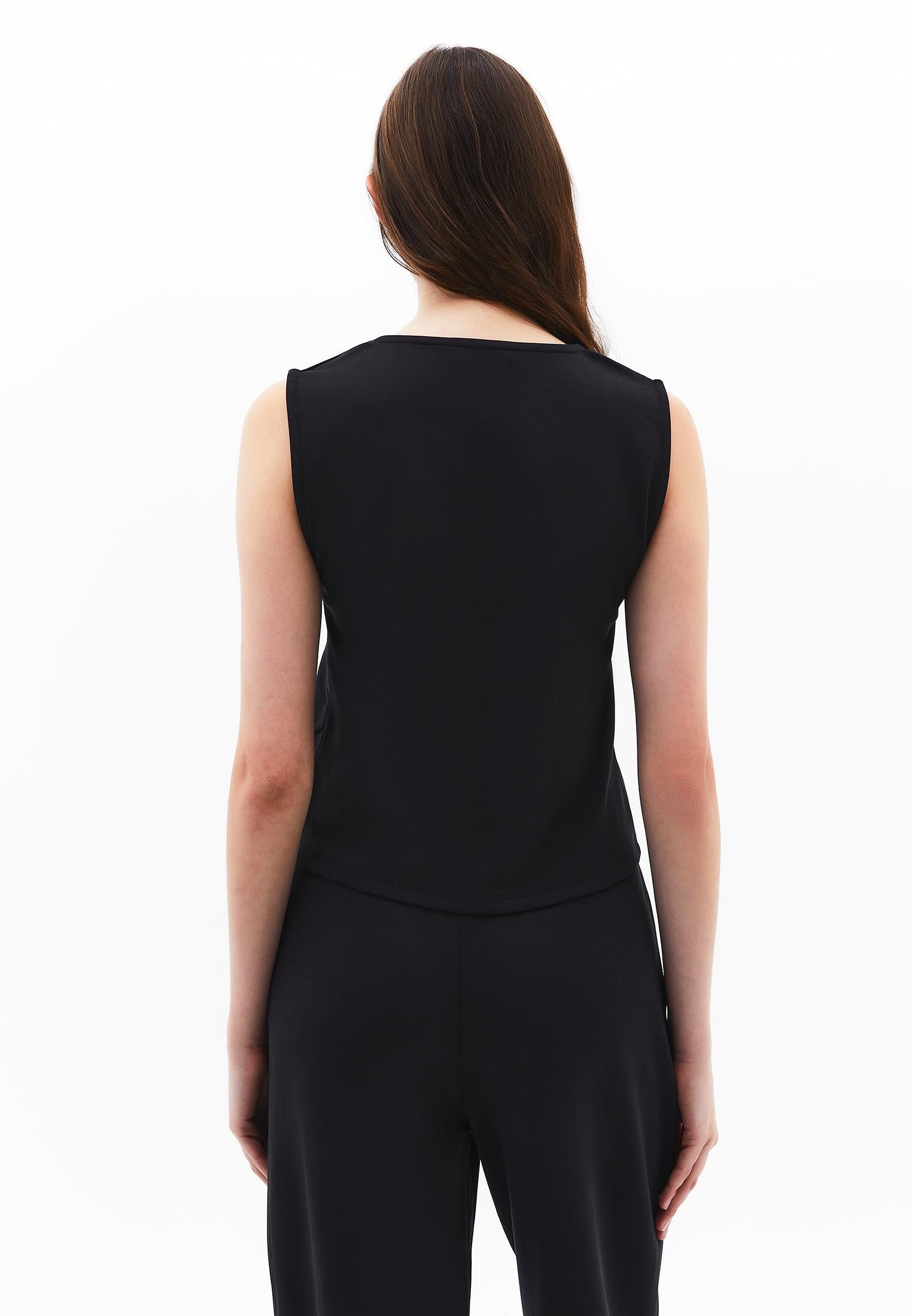 V Neck Easy To Combine Tank Top - BLACK