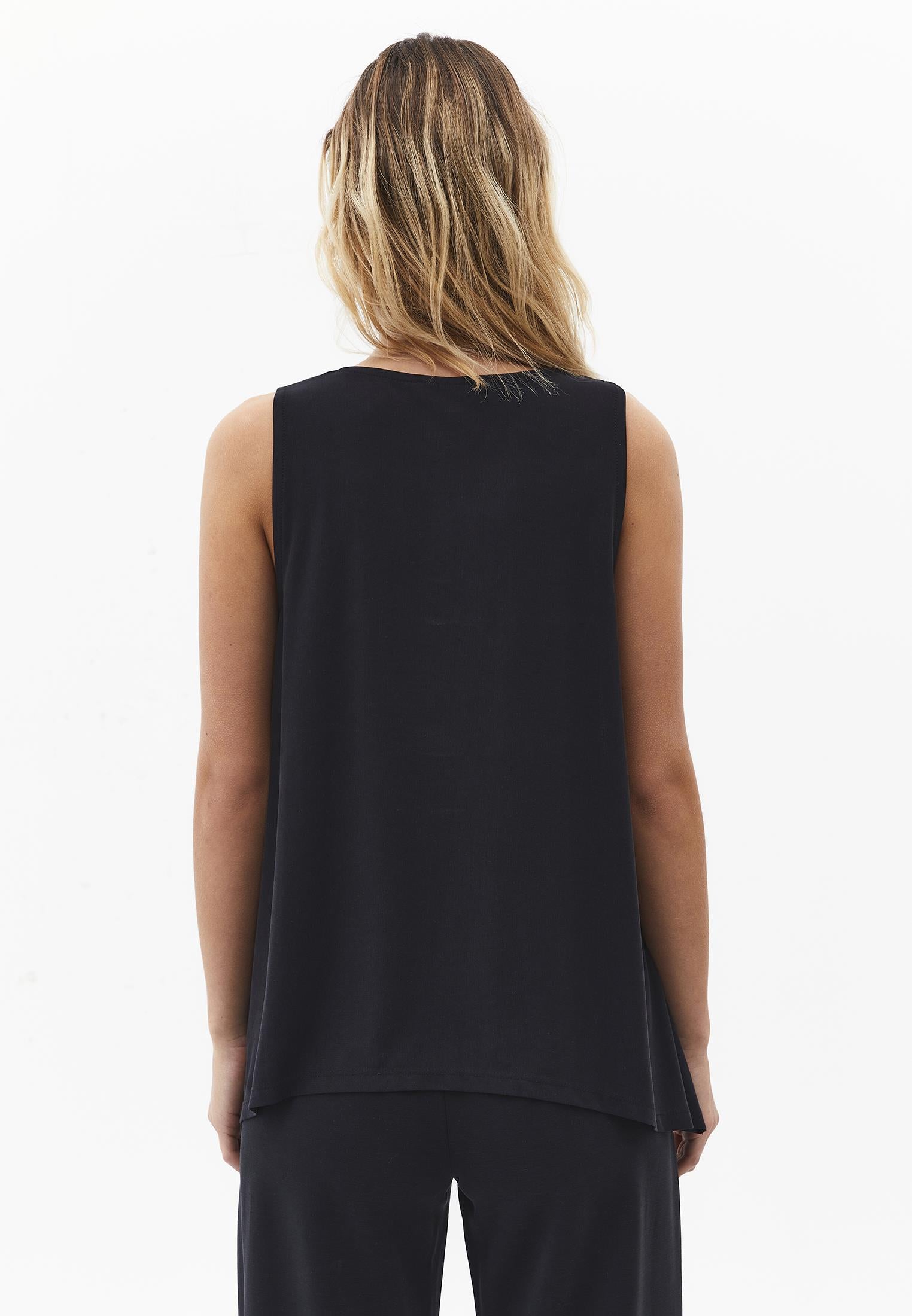 Crew Neck Loose Fit Tank Top - BLACK
