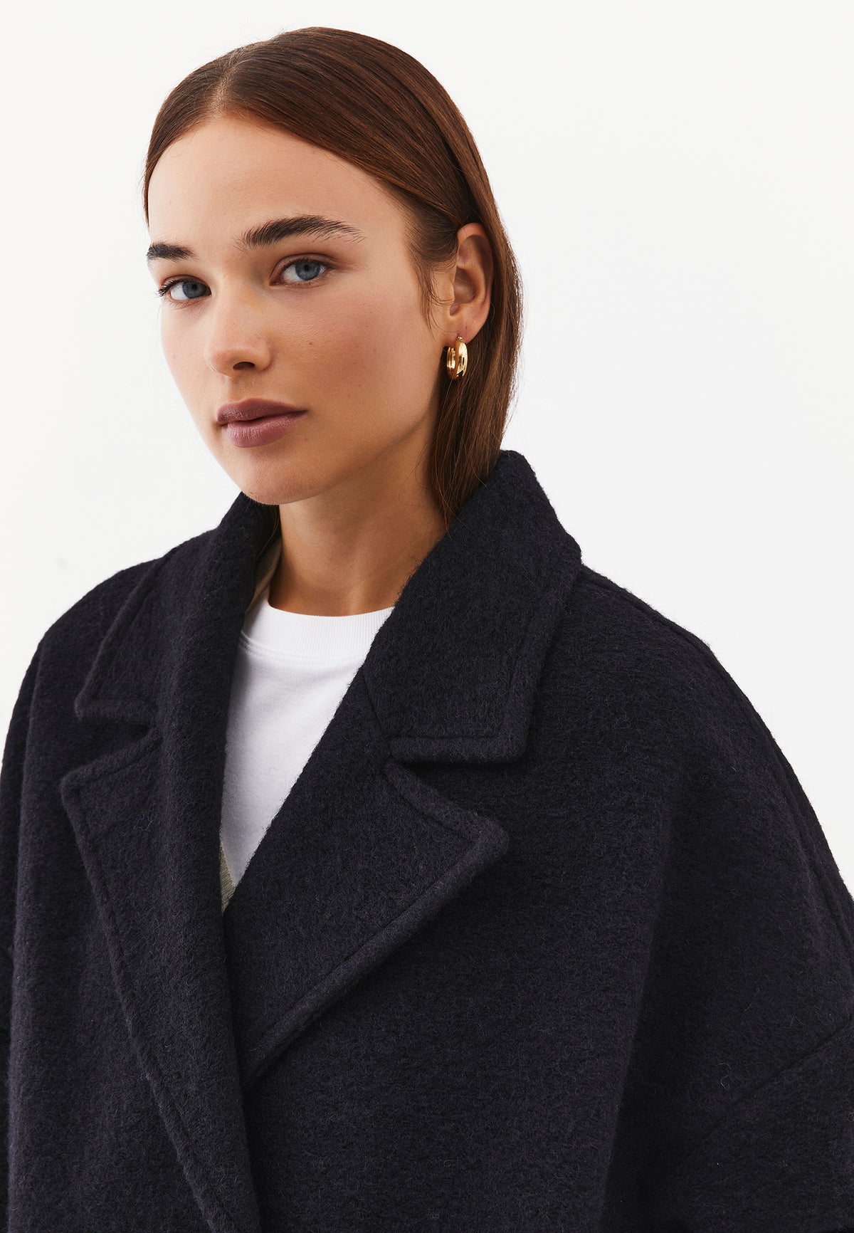 Wrap Long Coat - BLACK