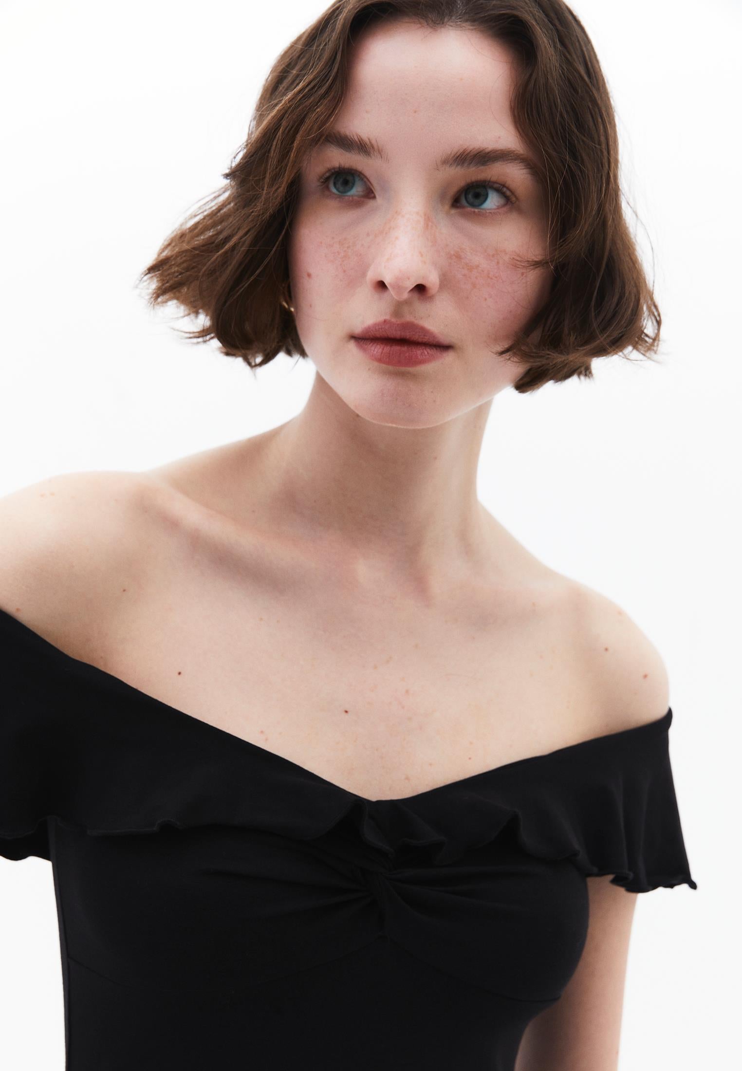 Off Shoulder Modal Blouse - BLACK
