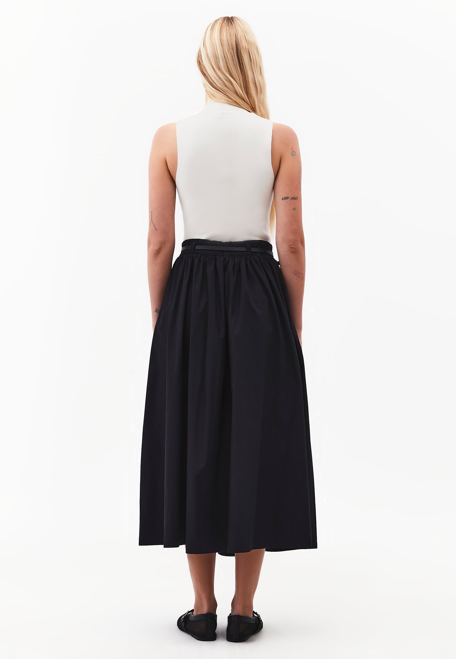 Long Flared Skirt - BLACK