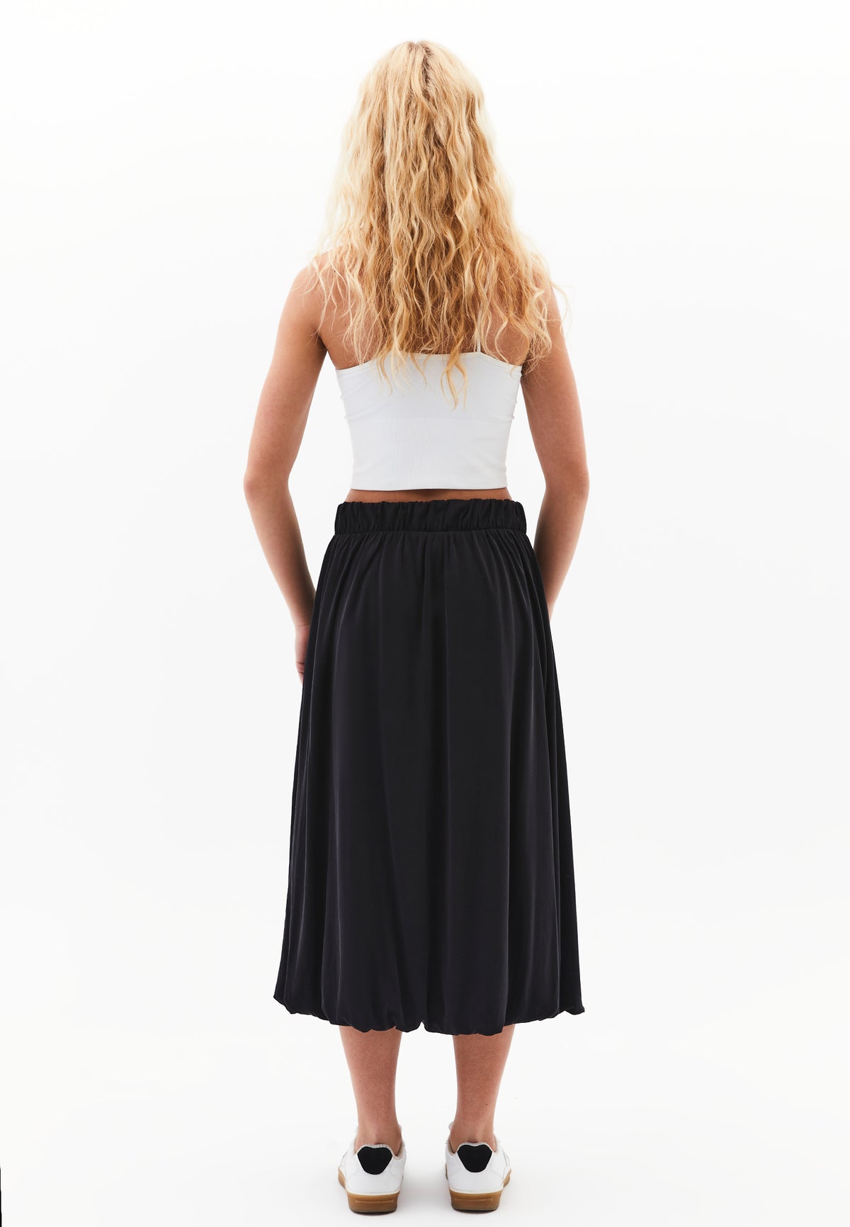 Balloon Form Midi Skirt - BLACK