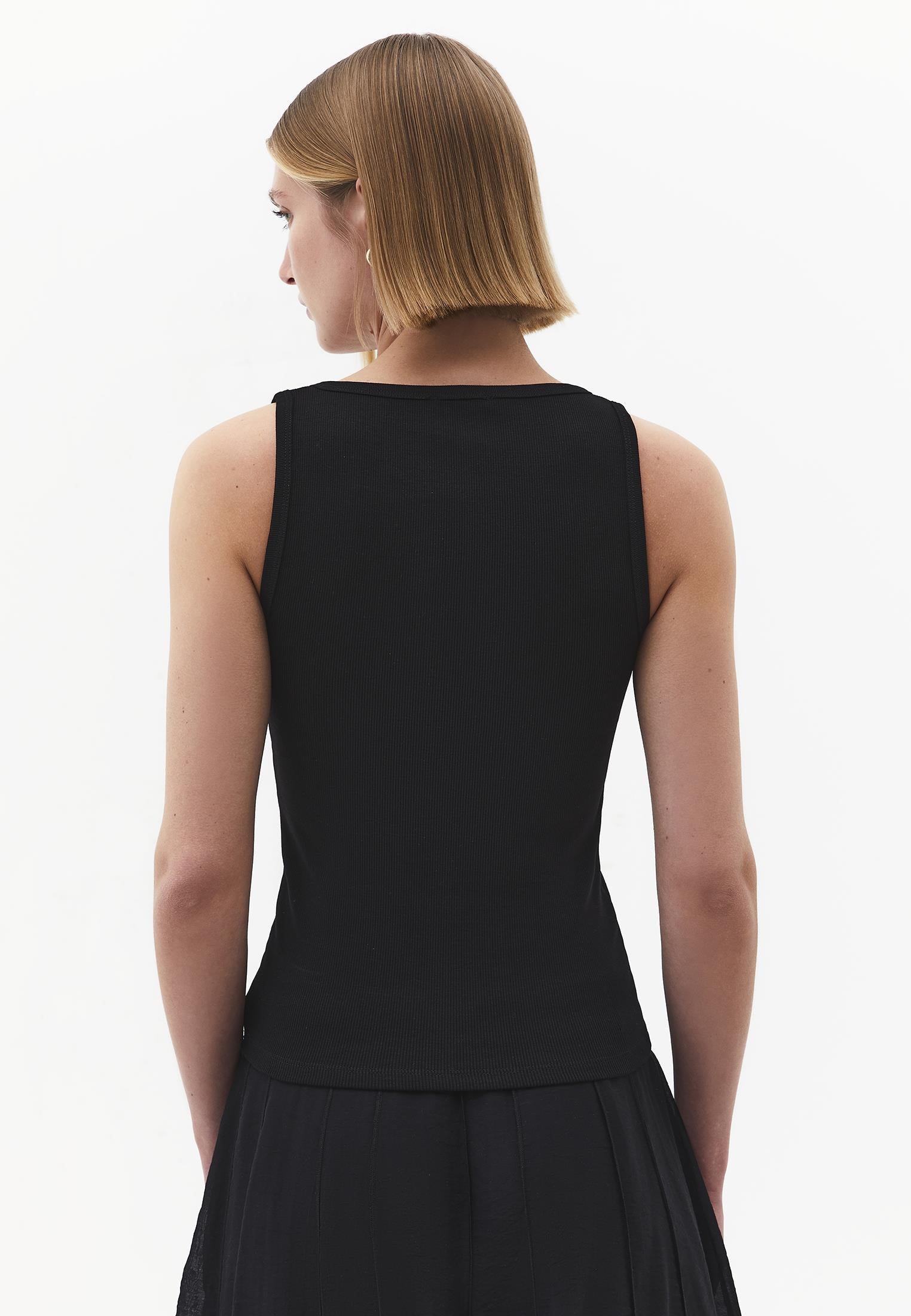 Square Neck Sleeveless Women's Tank Top - BLACK