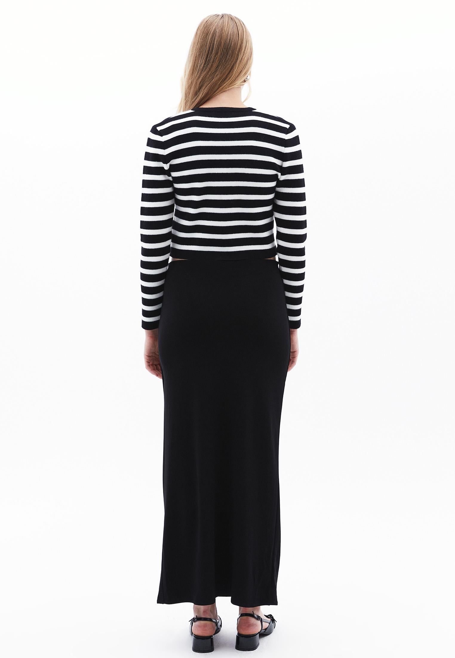 Maxi Long High Waist Elastic Skirt - BLACK