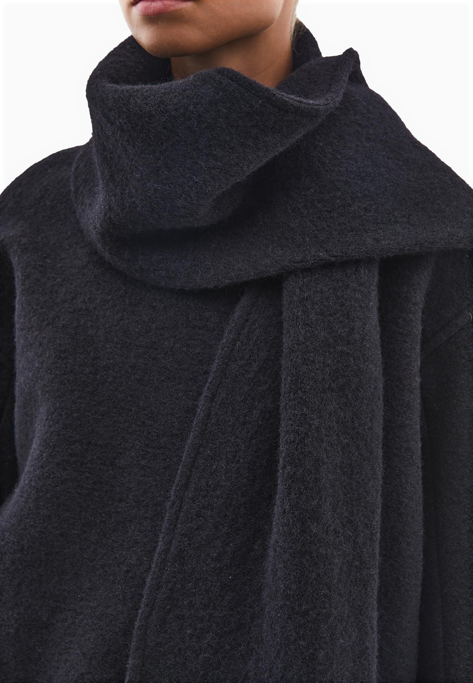 Shawl Collar Button Detailed Tunic Coat - BLACK