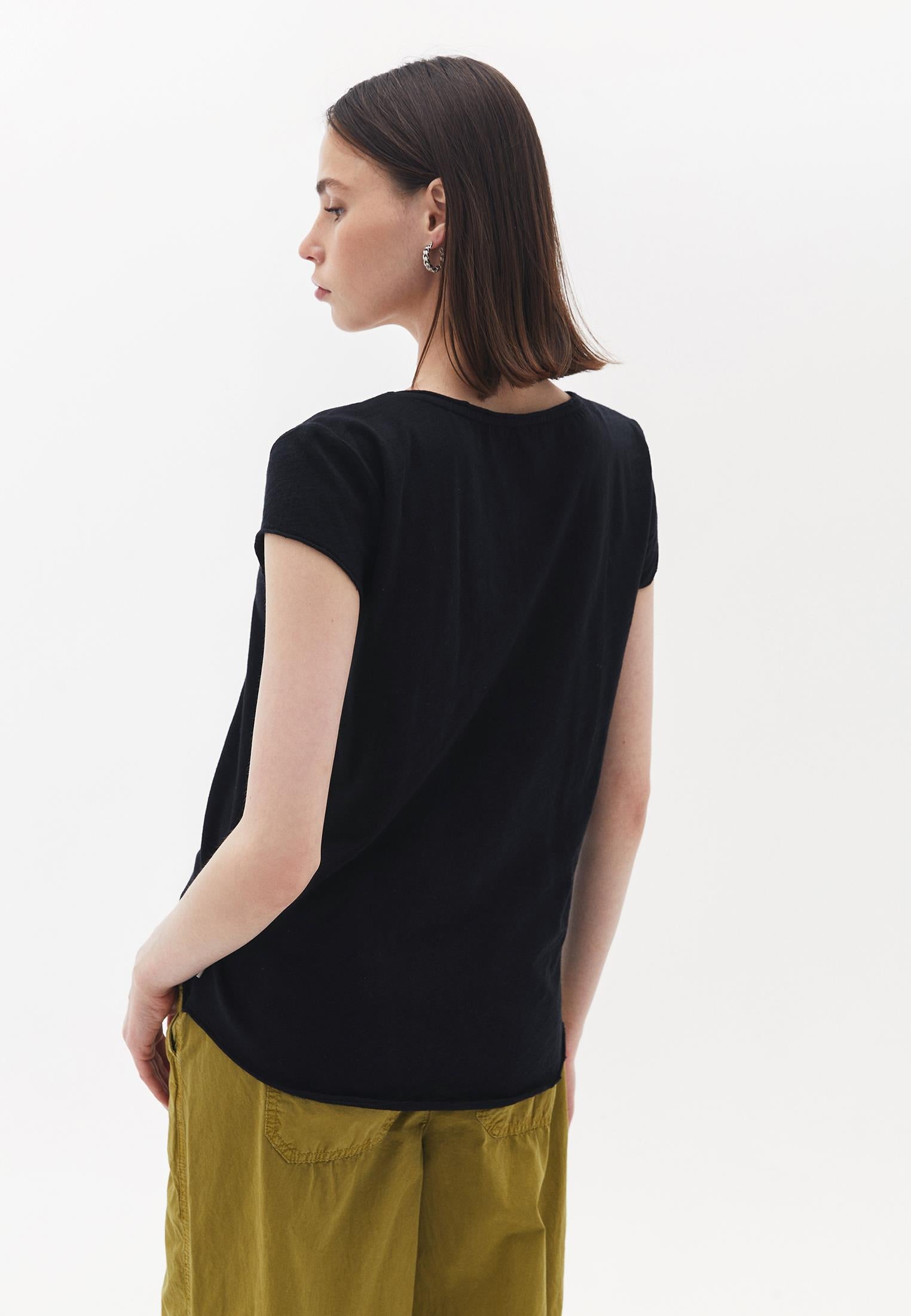 V Neck Loose T-Shirt - BLACK
