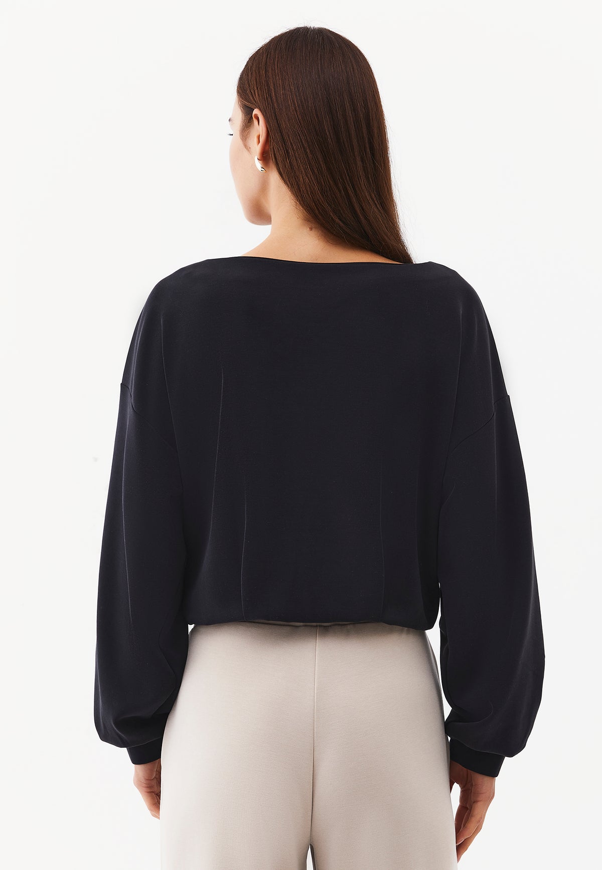 Oversize Balloon Form Sweatshirt - BLACK
