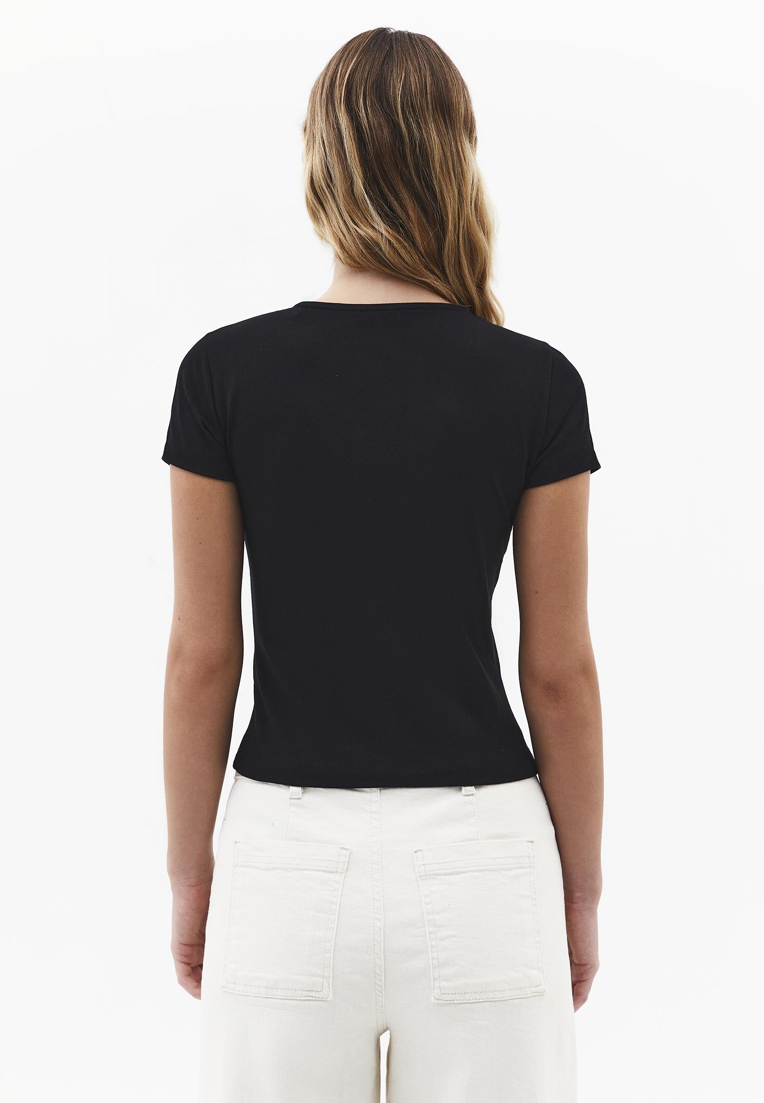 Crew Neck Long Sleeve Bodycon T-Shirt - BLACK