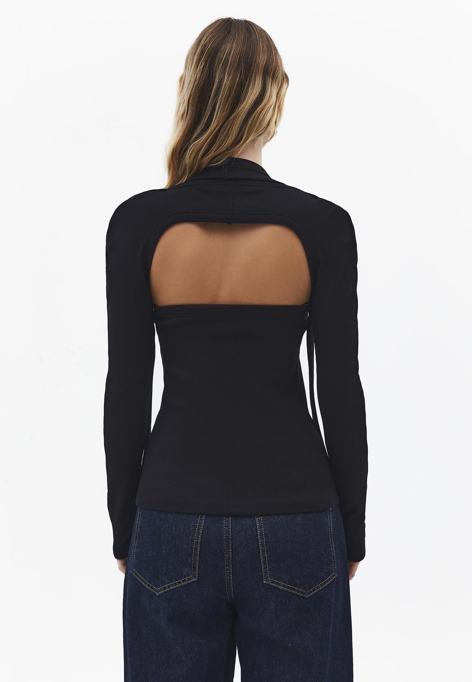 Halter Neck Sleeveless Blouse - BLACK