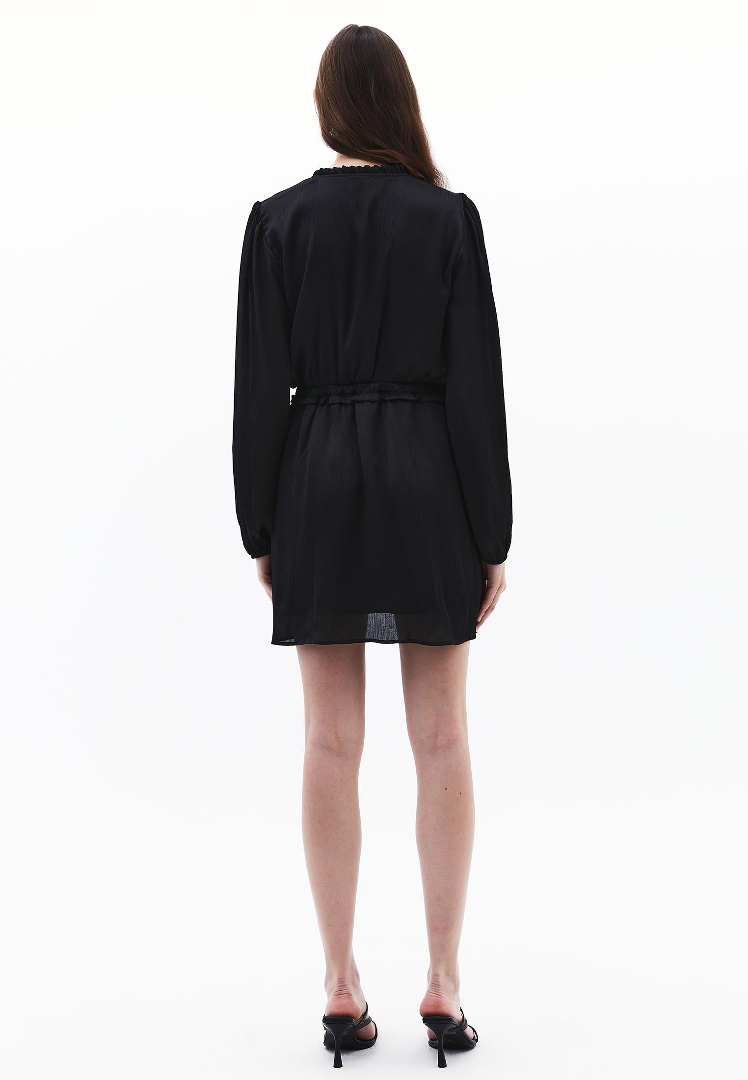 Short V-Neck Dress - BLACK
