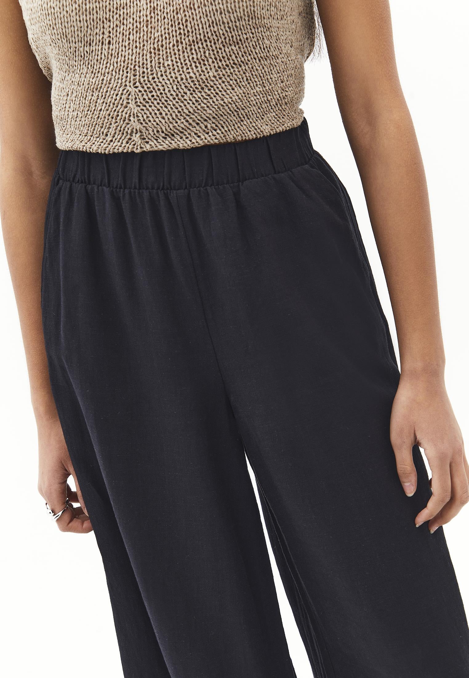 Ultra High Waist Wide Leg Pants - BLACK