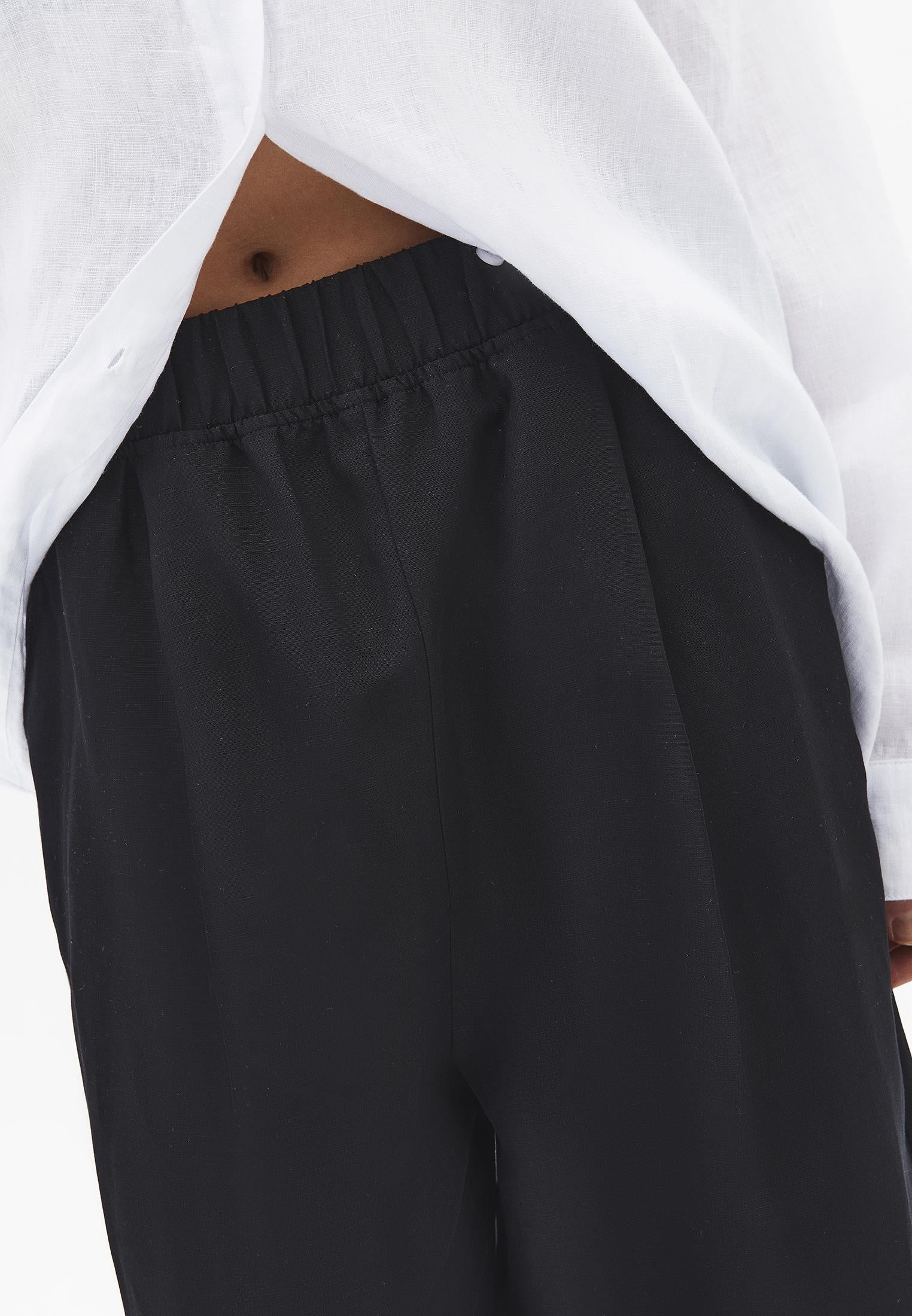 High Waist Carrot Leg Balloon Pants - BLACK