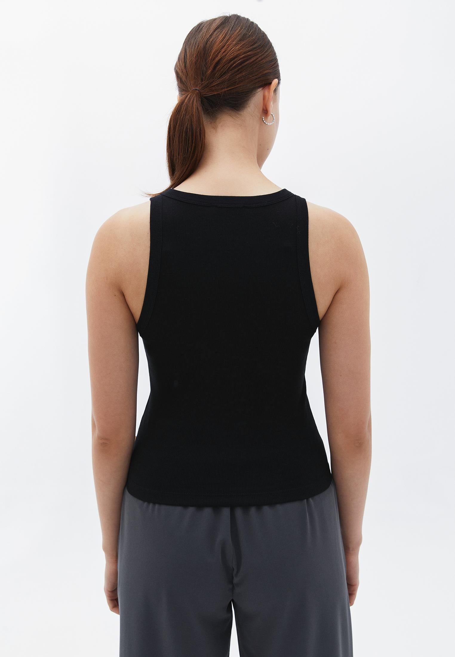 Halter Neck Sleeveless Tank - BLACK