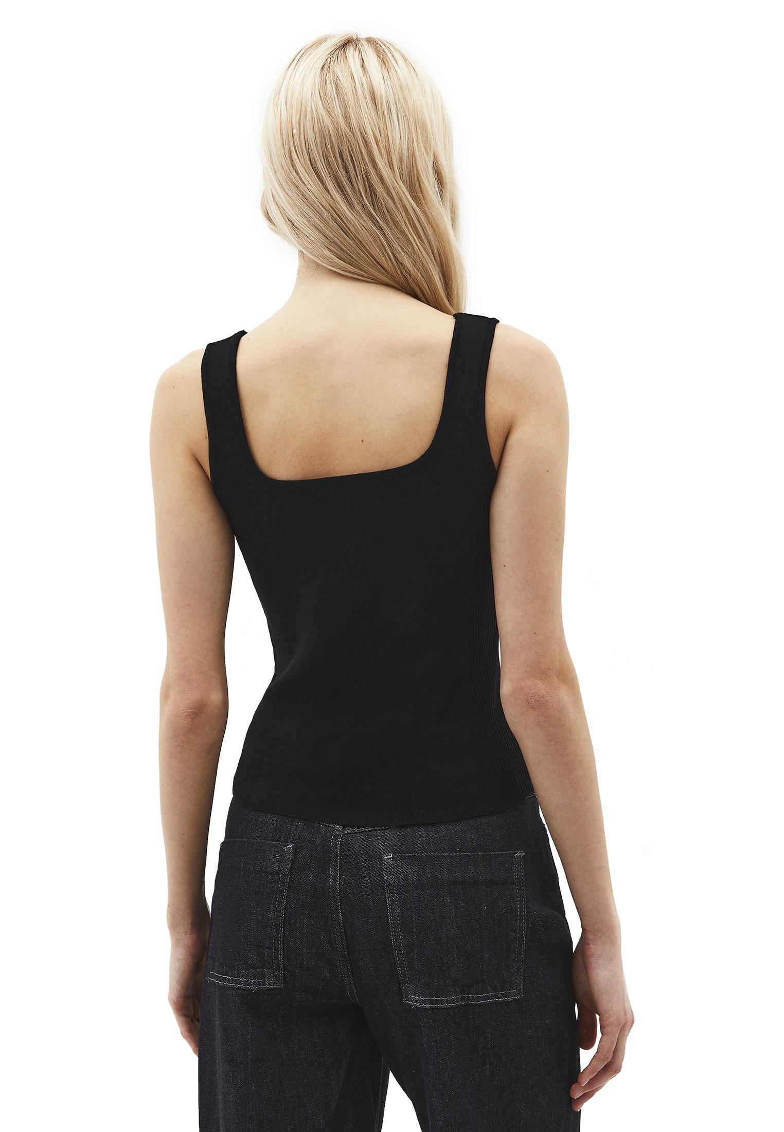U Neck Sleeveless Tank Top - BLACK