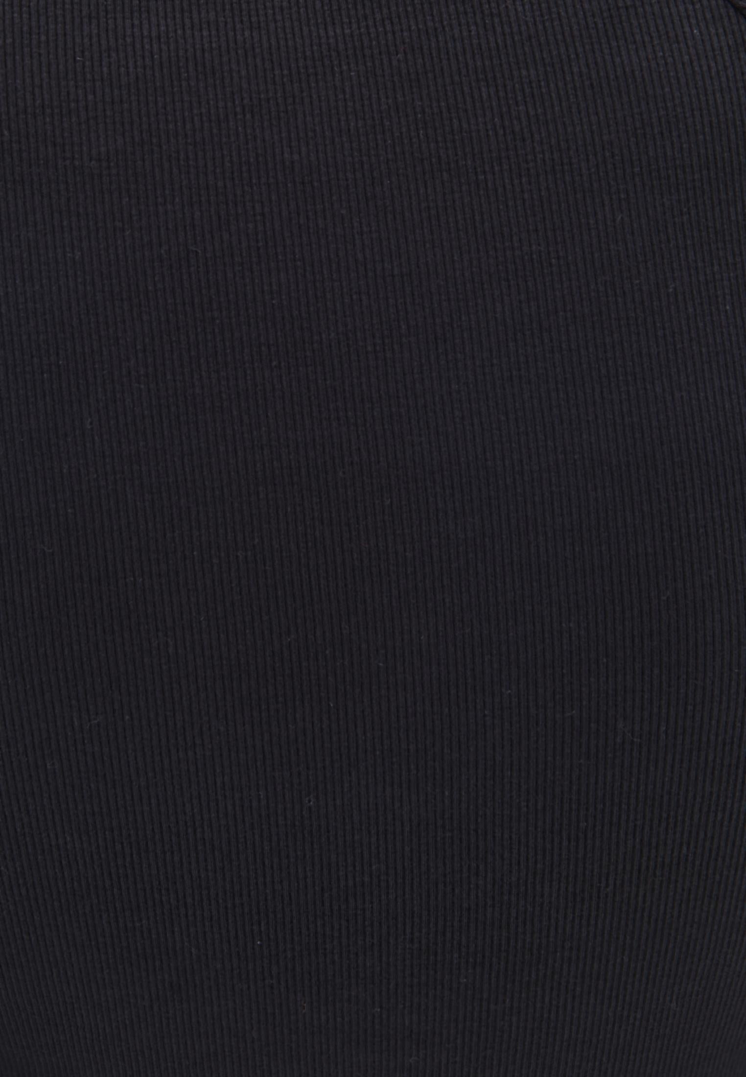 Ribbed Fabric Button Detailed V Neck Long Sleeve T-Shirt - BLACK