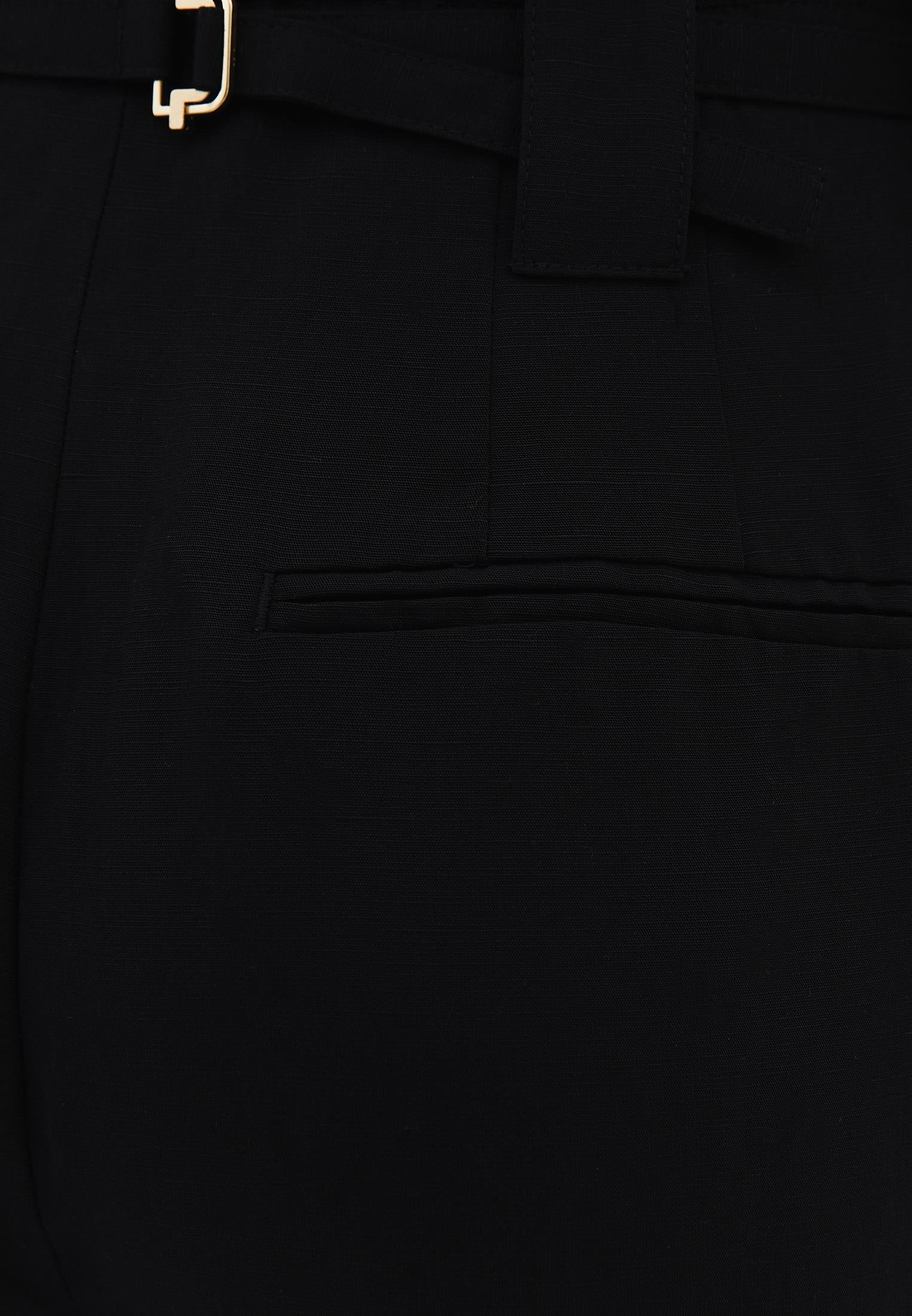 Wide Leg High Waist Button Detailed Pants - BLACK
