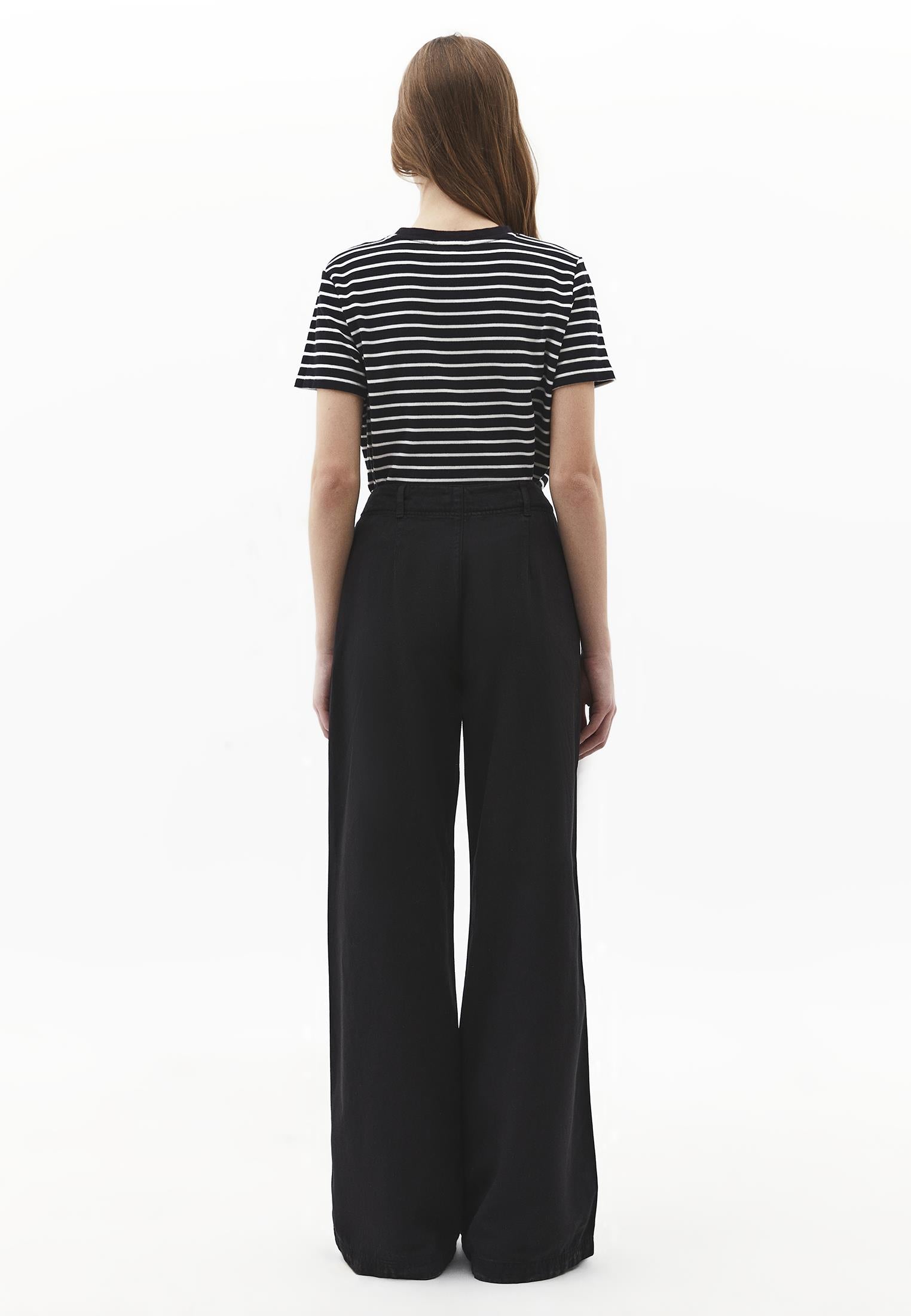 Wide Leg High Waist Pants - BLACK