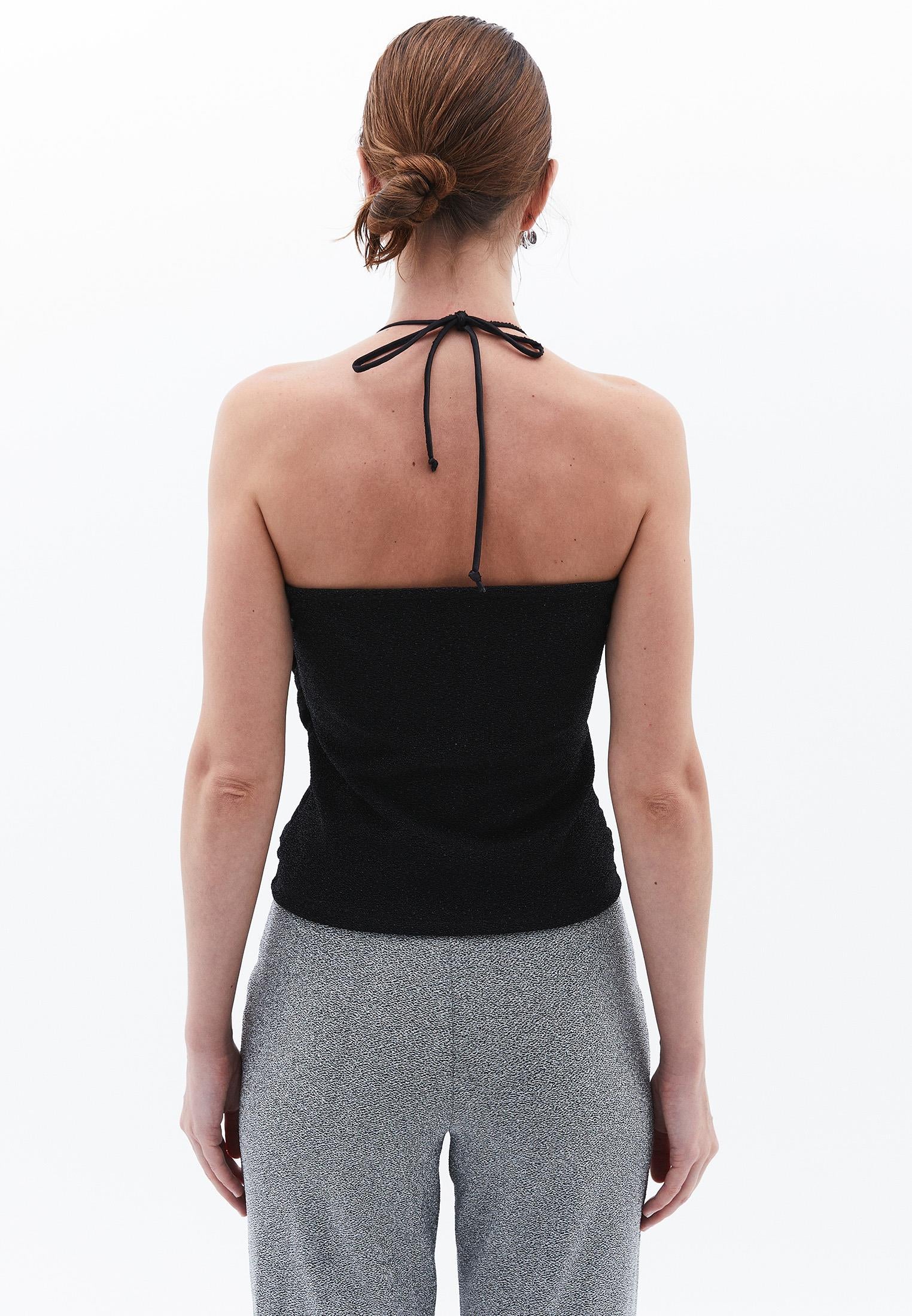 Halter Neck Tank Top - BLACK