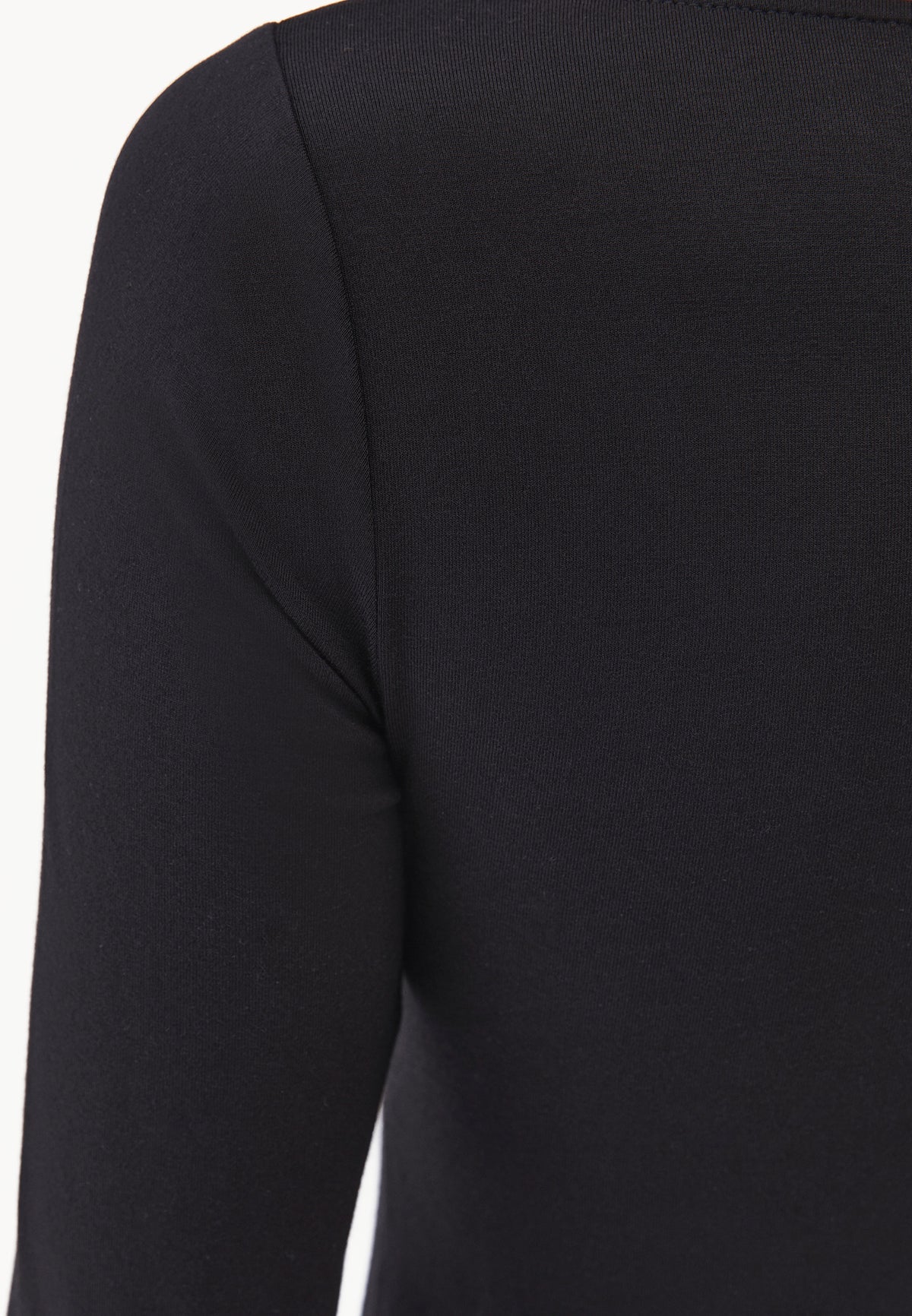Long Sleeve U Neck Bodycon T-Shirt - BLACK