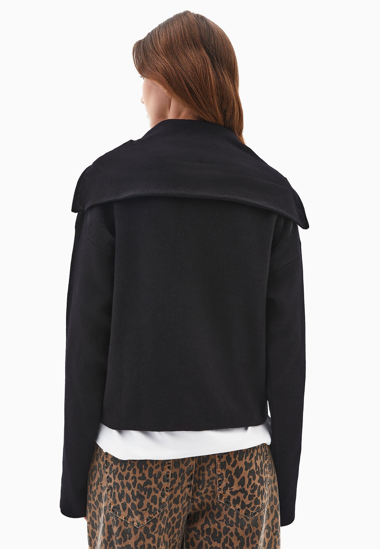 Polo Neck Viscose Sweater - BLACK