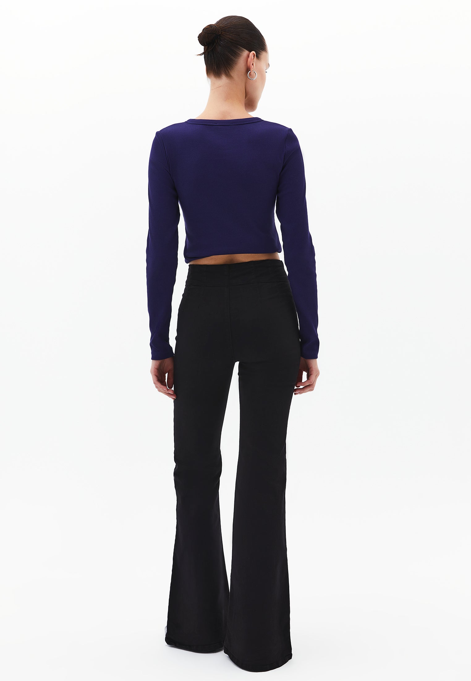 Standard Length Ultra High Waist Flared Pants - BLACK
