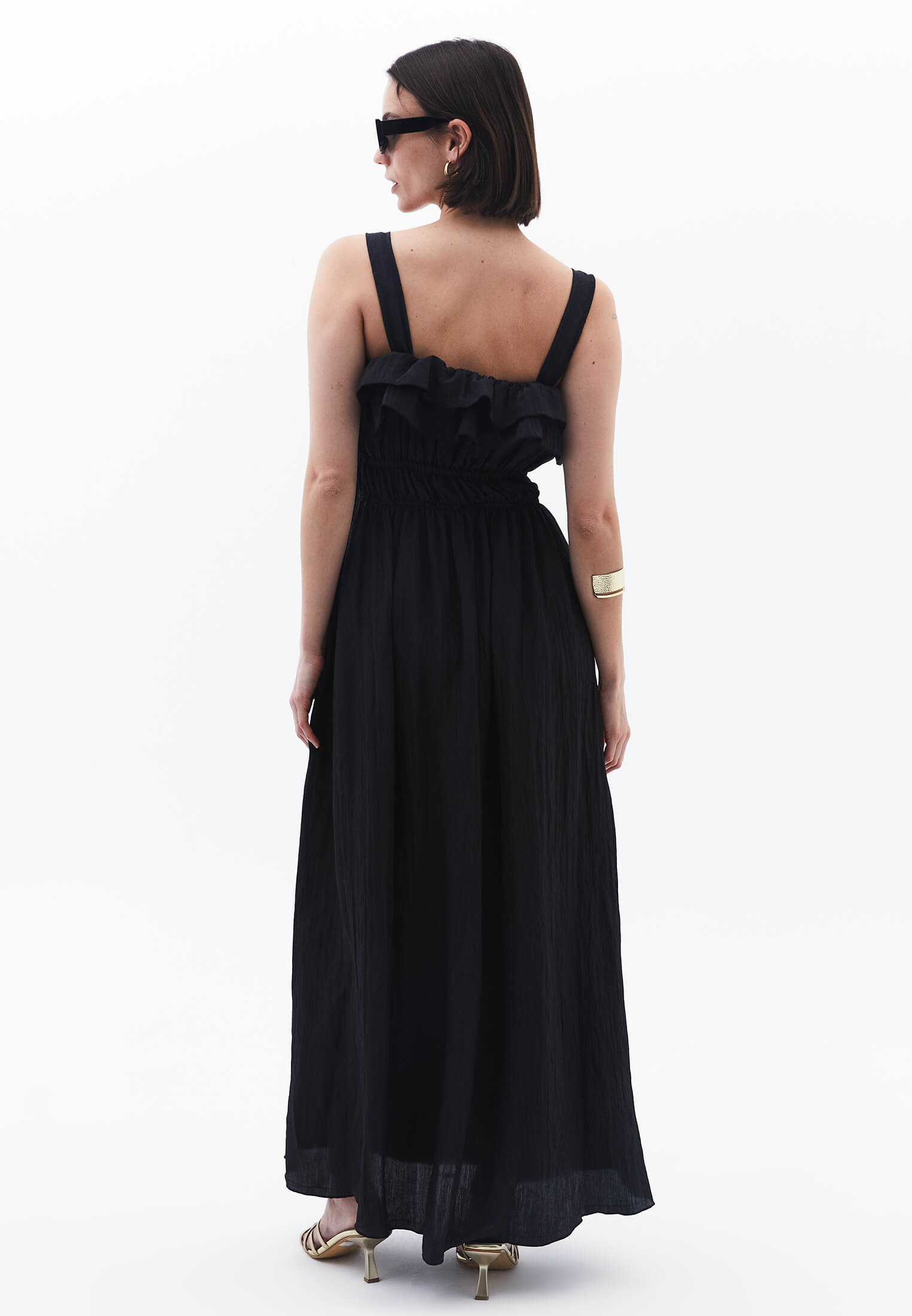 Wrinkled Look Dress - BLACK