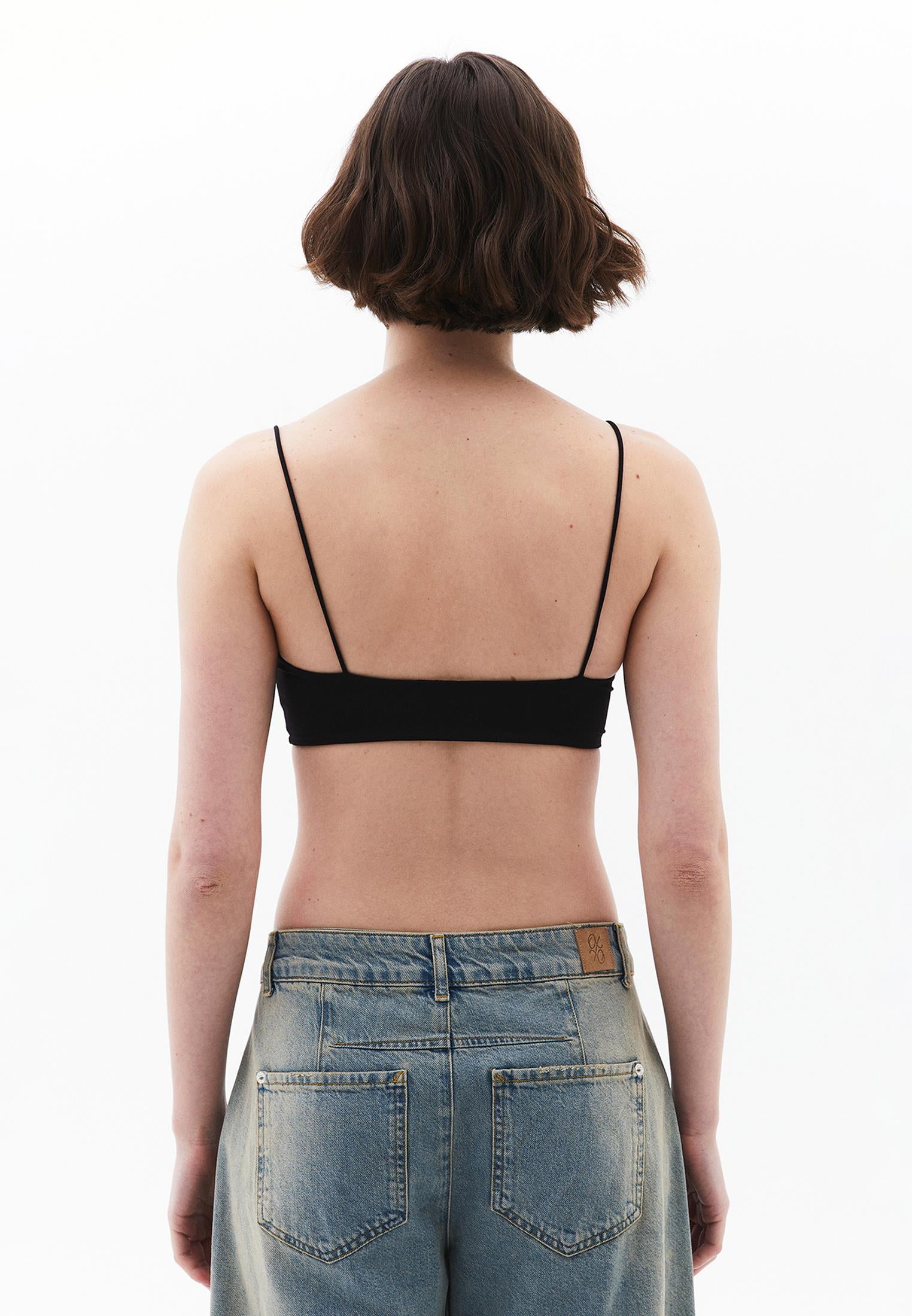 Square Neck Bodycon Bustier - BLACK