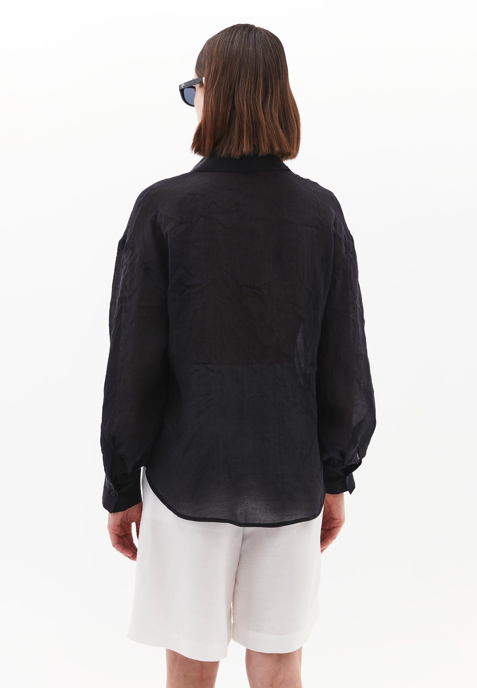 Loose Fit Long Sleeve Buttoned Shirt - BLACK